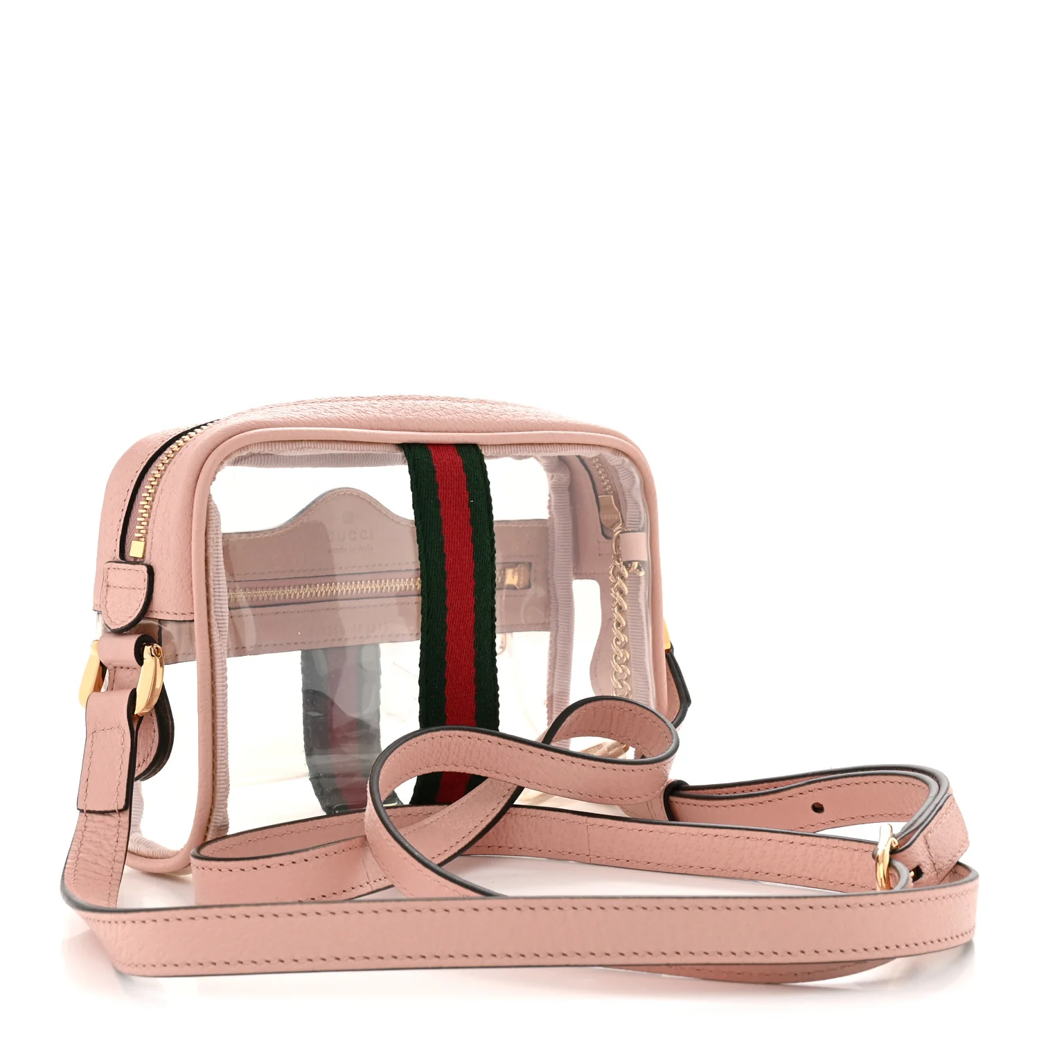 Vinyl Web Mini Ophidia Transparent Shoulder Bag Perfect Pink