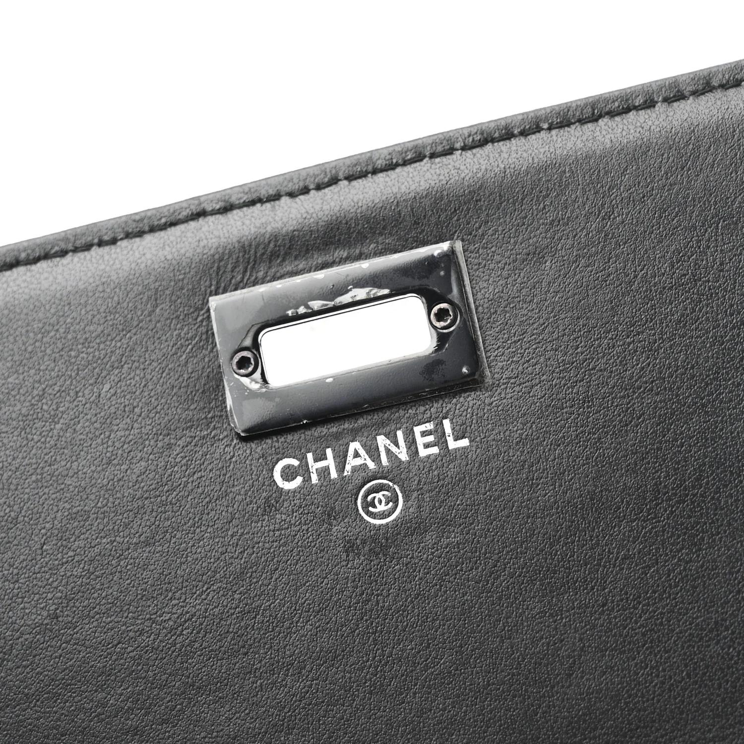 Aged Calfskin Chevron Quilted Reissue 2.55 Square Wallet On Chain WOC So Black
