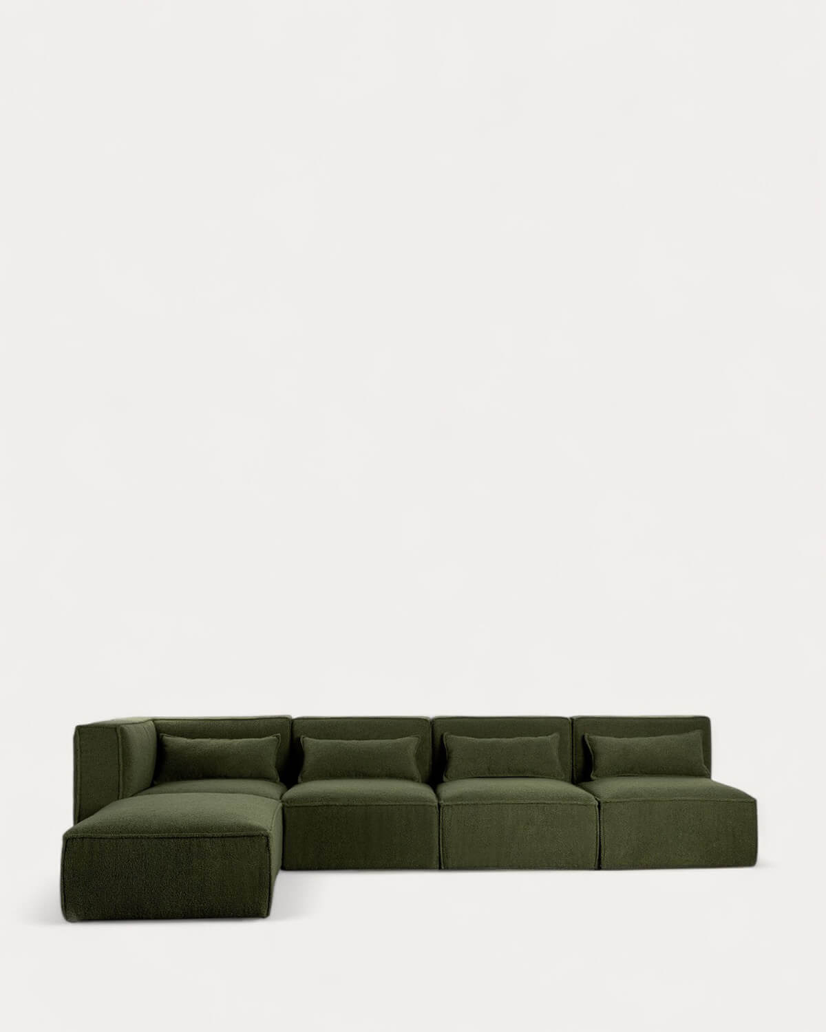 Kilhe Bouclé - Sofá Modular de 4 piezas con 3 Sillones y Puff de Tela Bouclé Kilhe