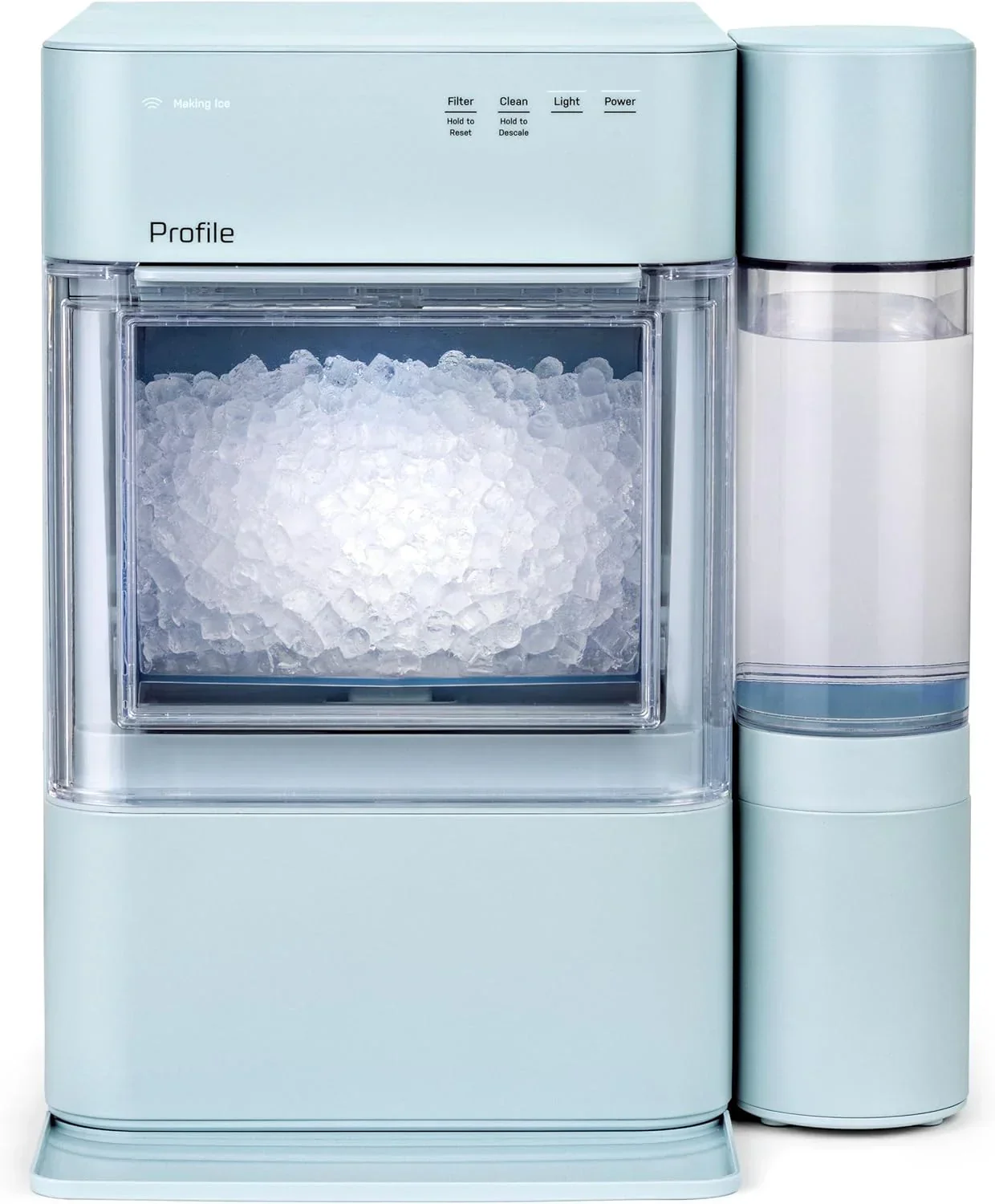 Machine à glaçons GE Profile Opal 2.0 XL avec réservoir de 3,8 litres (1 gallon) et glaçons en pépites croquantes à croquer.