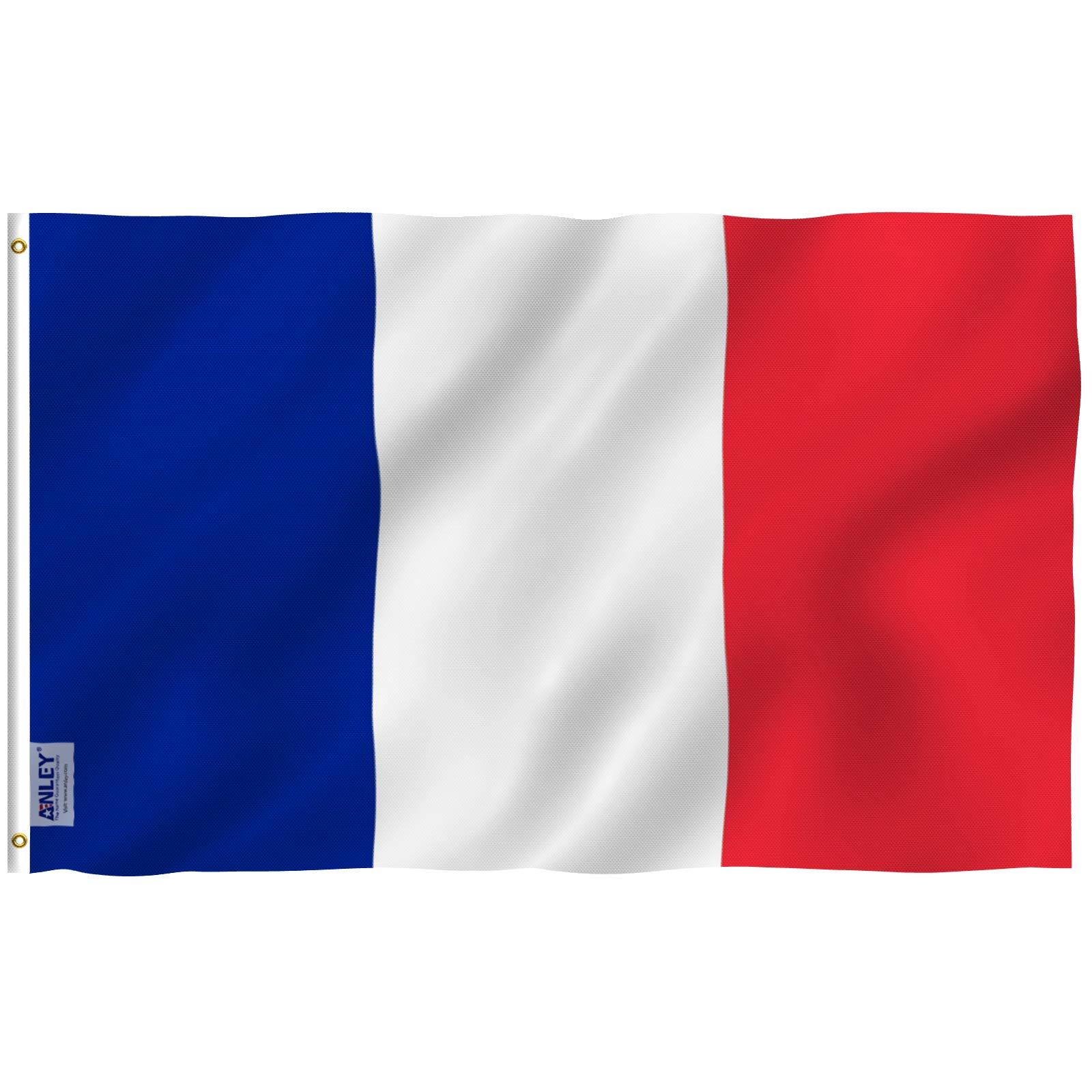 Anley Fly Breeze 3x5 Foot France Flag - Vivid Color and UV Fade Resistant - Canvas Header and Double Stitched - French National Flags Polyester with B