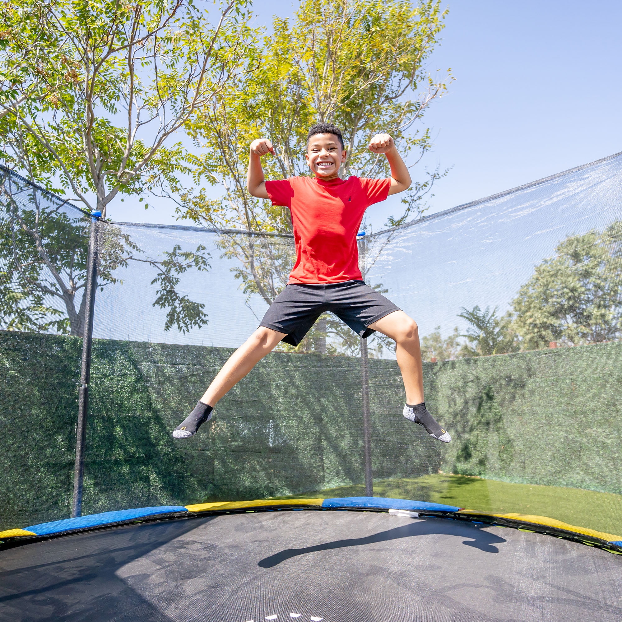 Bounce Pro 12' Round Trampoline with Safety-Enclosure in Blue and Yellow(Trampoline) - Image 5