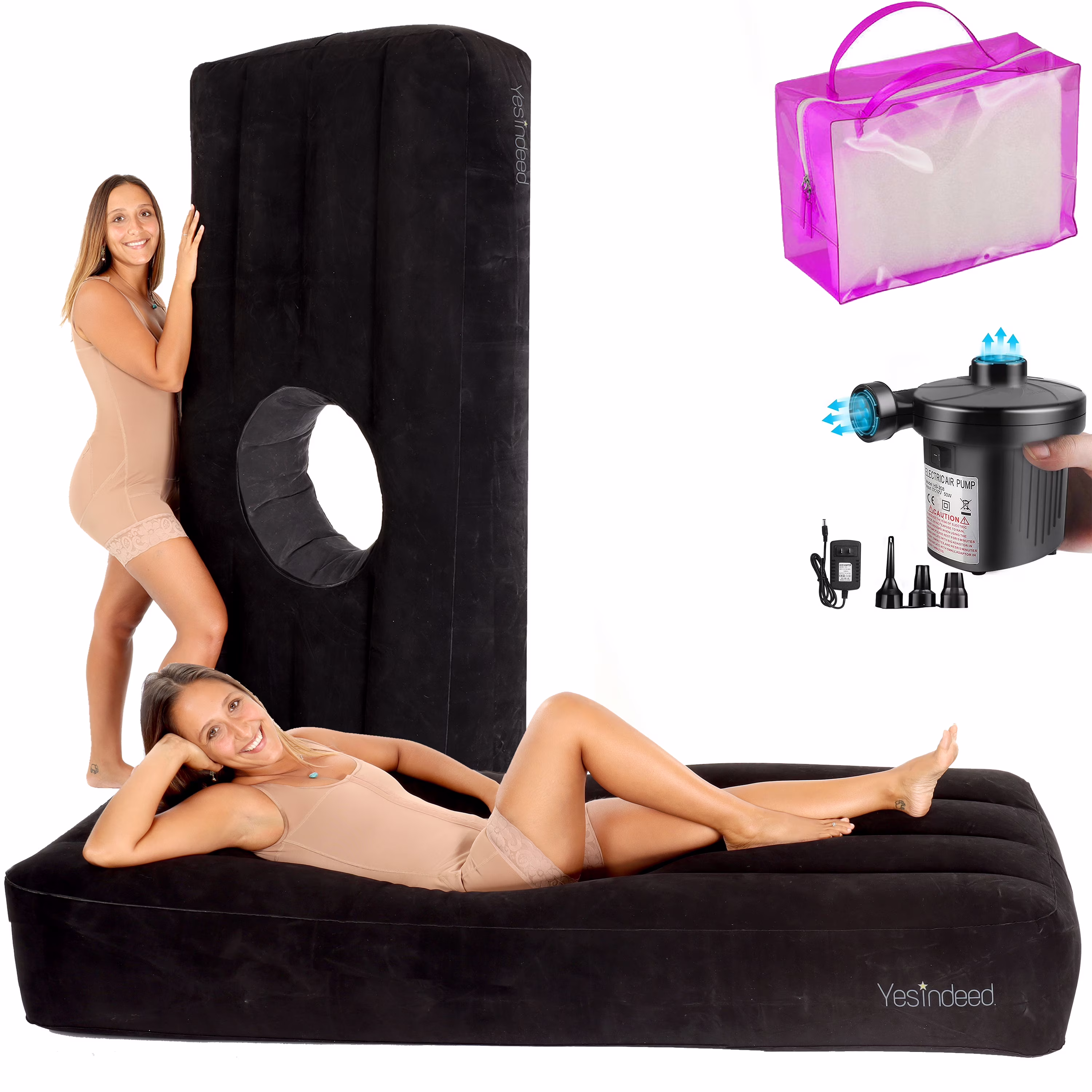 BBL Bed with Hole, Inflatable Brazilian Butt Lift Mattress for Comfortable and Safe Sleep After BBL Surgery - Black