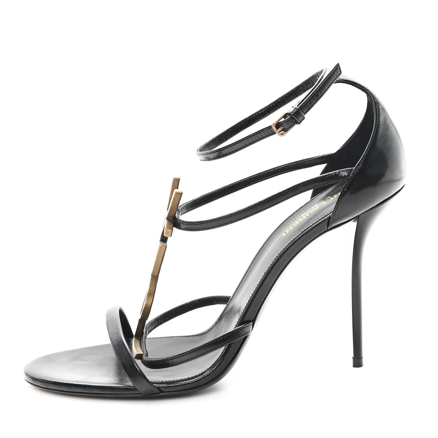 Calfskin Cassandra 100 Ankle Strap Sandals 41 Black