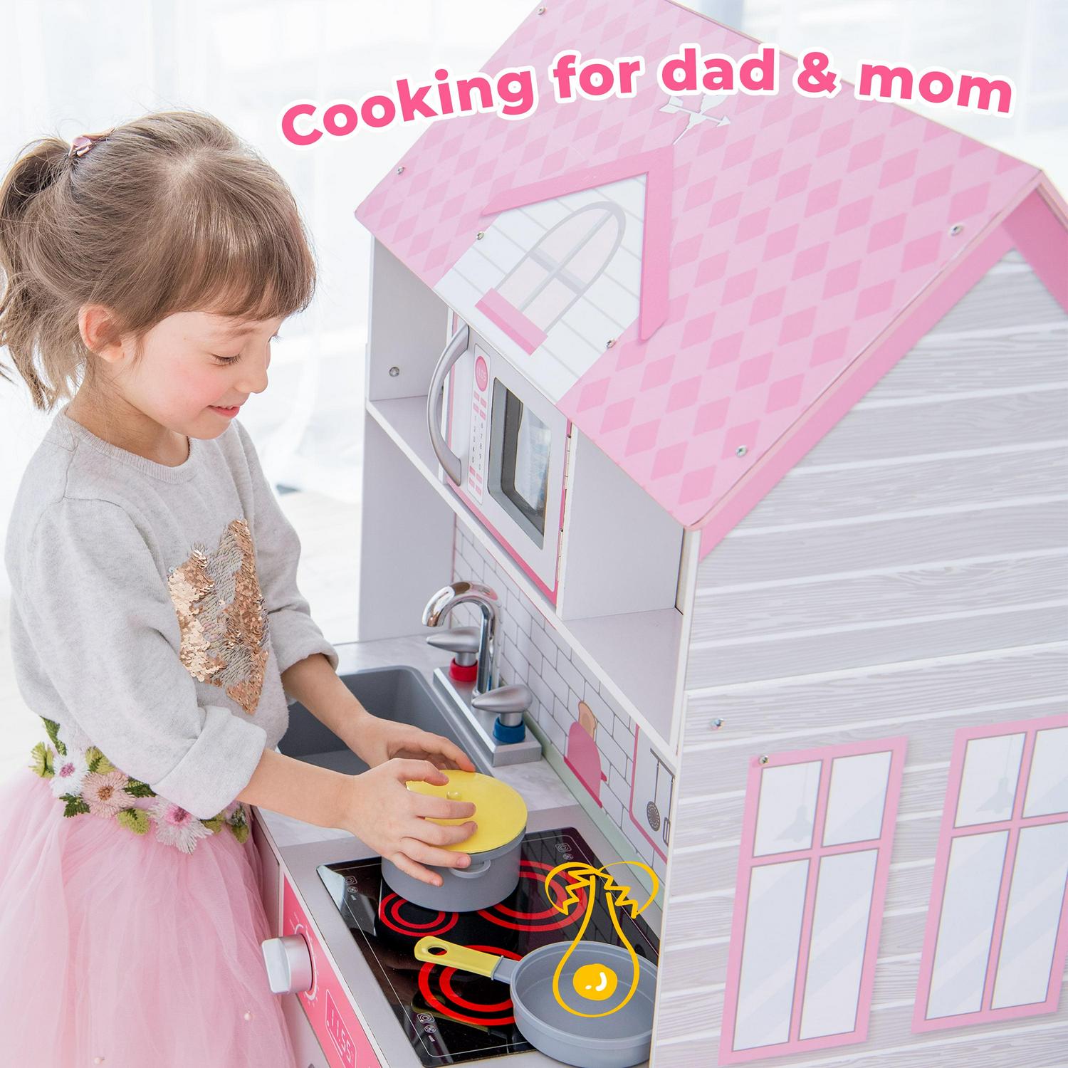 Teamson Kids Wonderland Ariel 2 - in - 1 Dollhouse/Play Kitchen Set