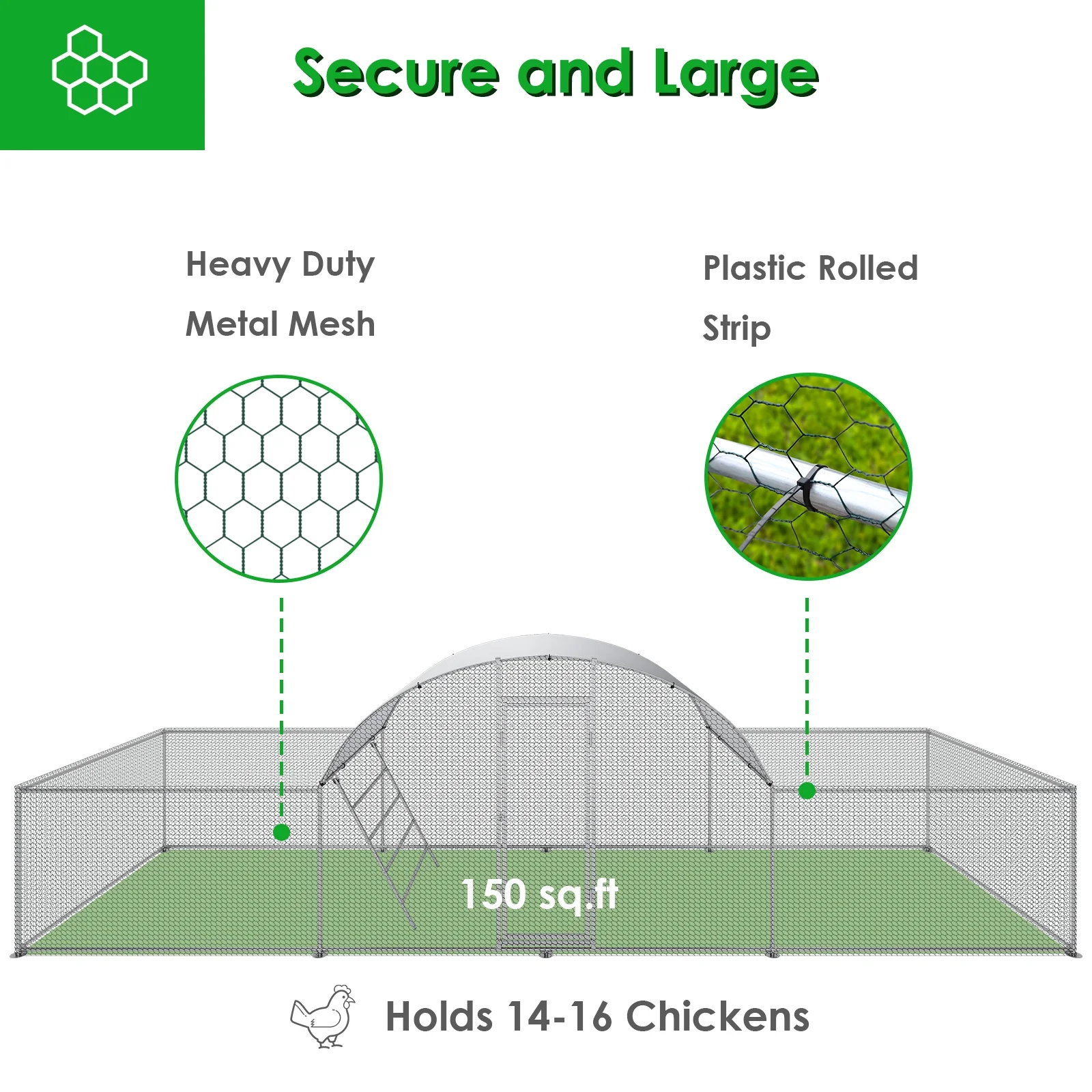Arlopu Large Metal Chicken Coop, 23FT Walk - in Poultry Cage Chicken Playpen Hen House Rabbits Habitat Cage with Waterproof Cover