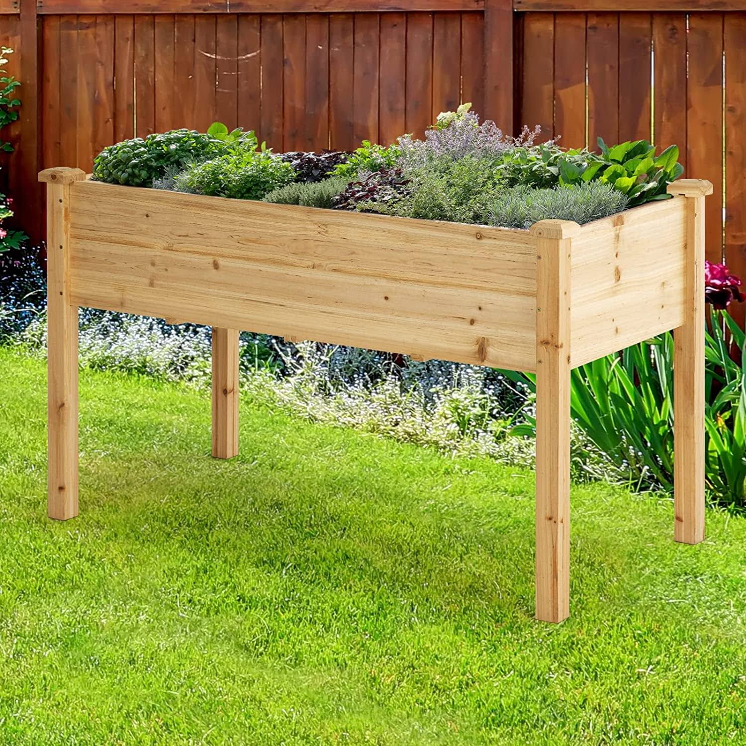 Idzo Raised Garden Bed with Legs and Wax Oil Coated, 48x24x30in Planter Box Load Up to 220lbs
