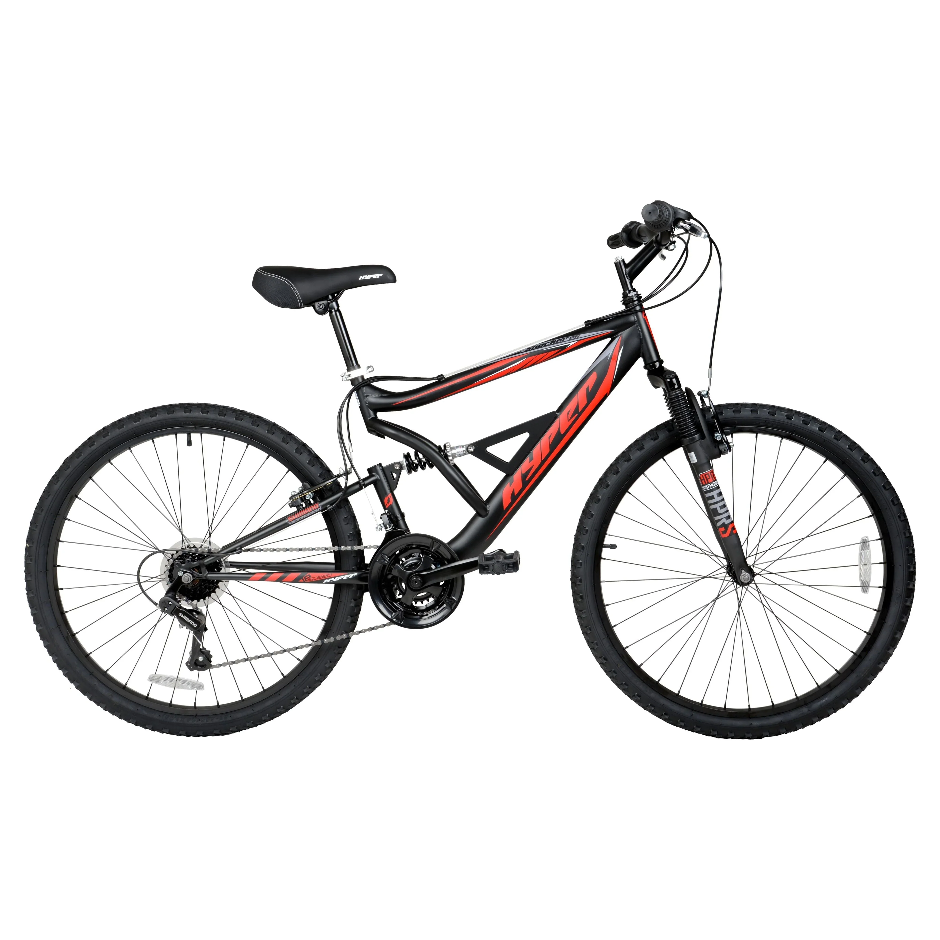 Hyper Bicycles Men's 26 Shocker Mountain Bike, Black/Red