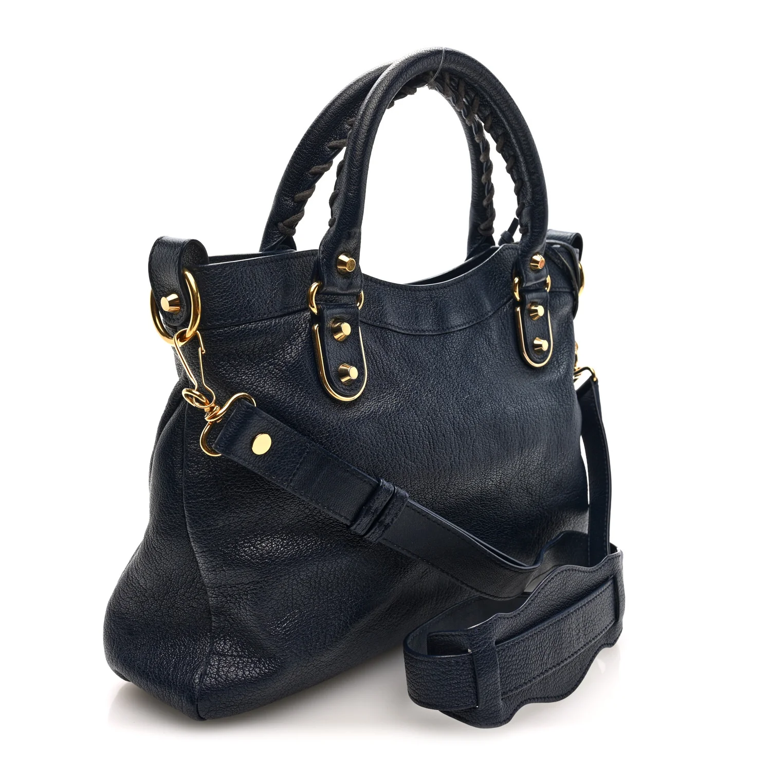 Chevre Gold Metallic Edge Hardware Town Bleu Nuit Dark Sea