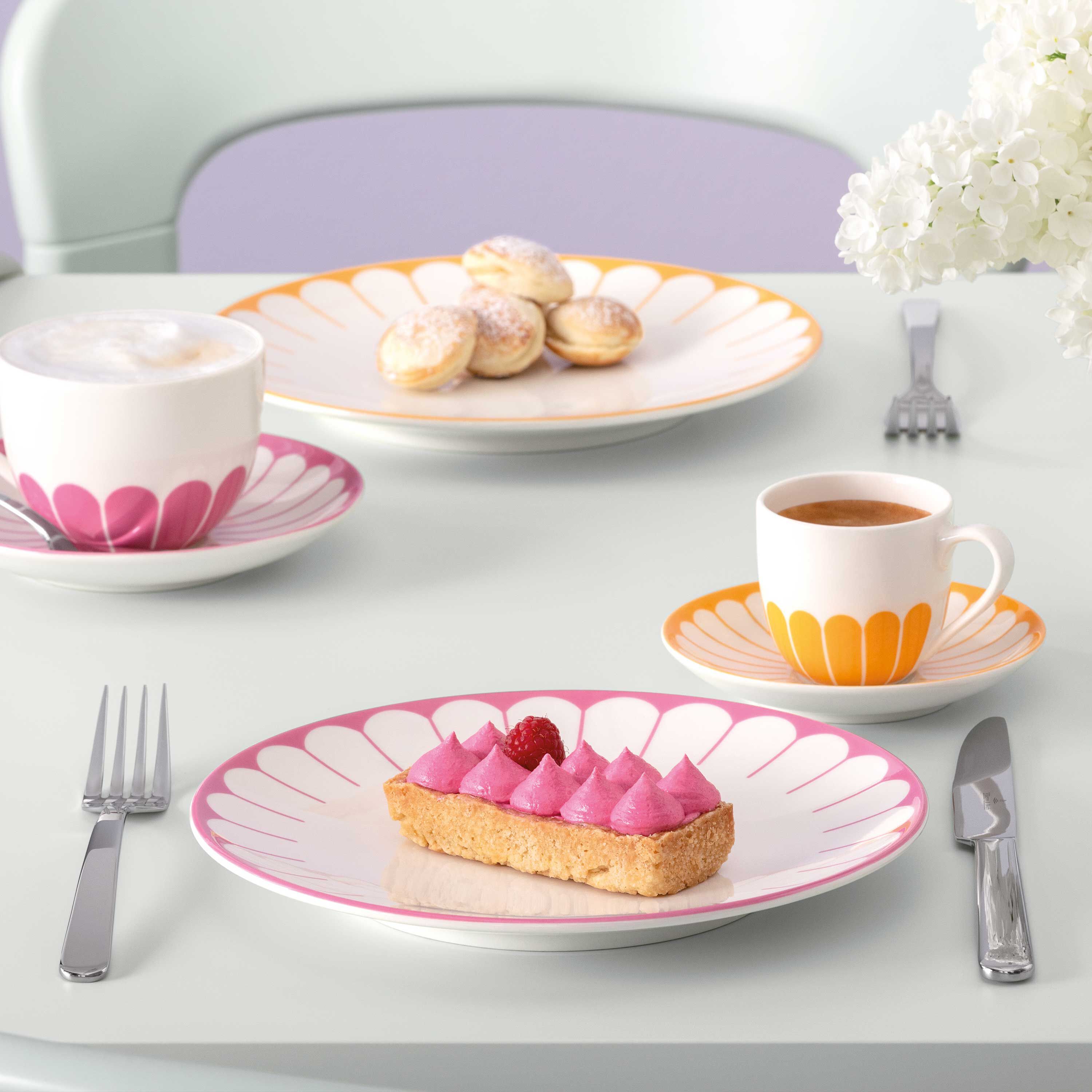 Fleur Salad/ Dessert Plate - Fuchsia, 8.4'', Premium Porcelain