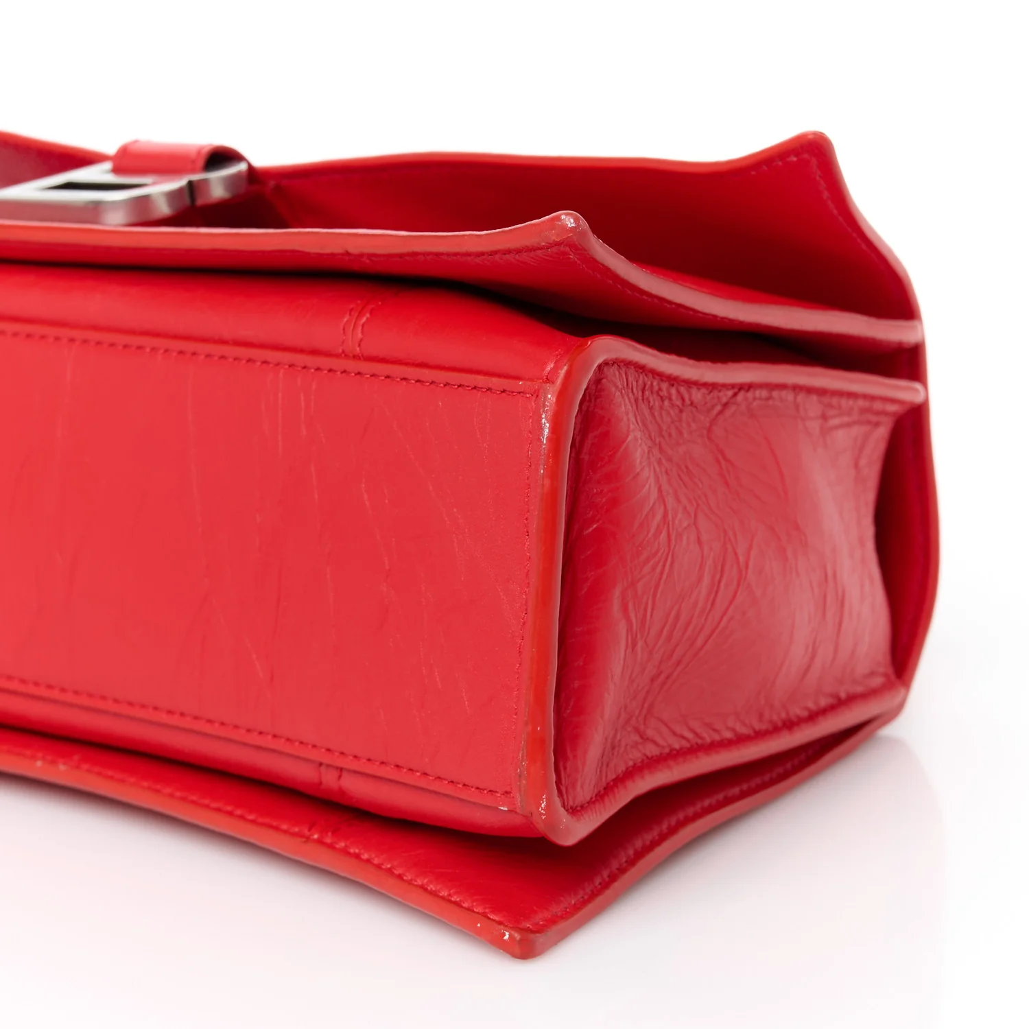 Arena Calfskin Small Crush Chain Bag Tomato Red