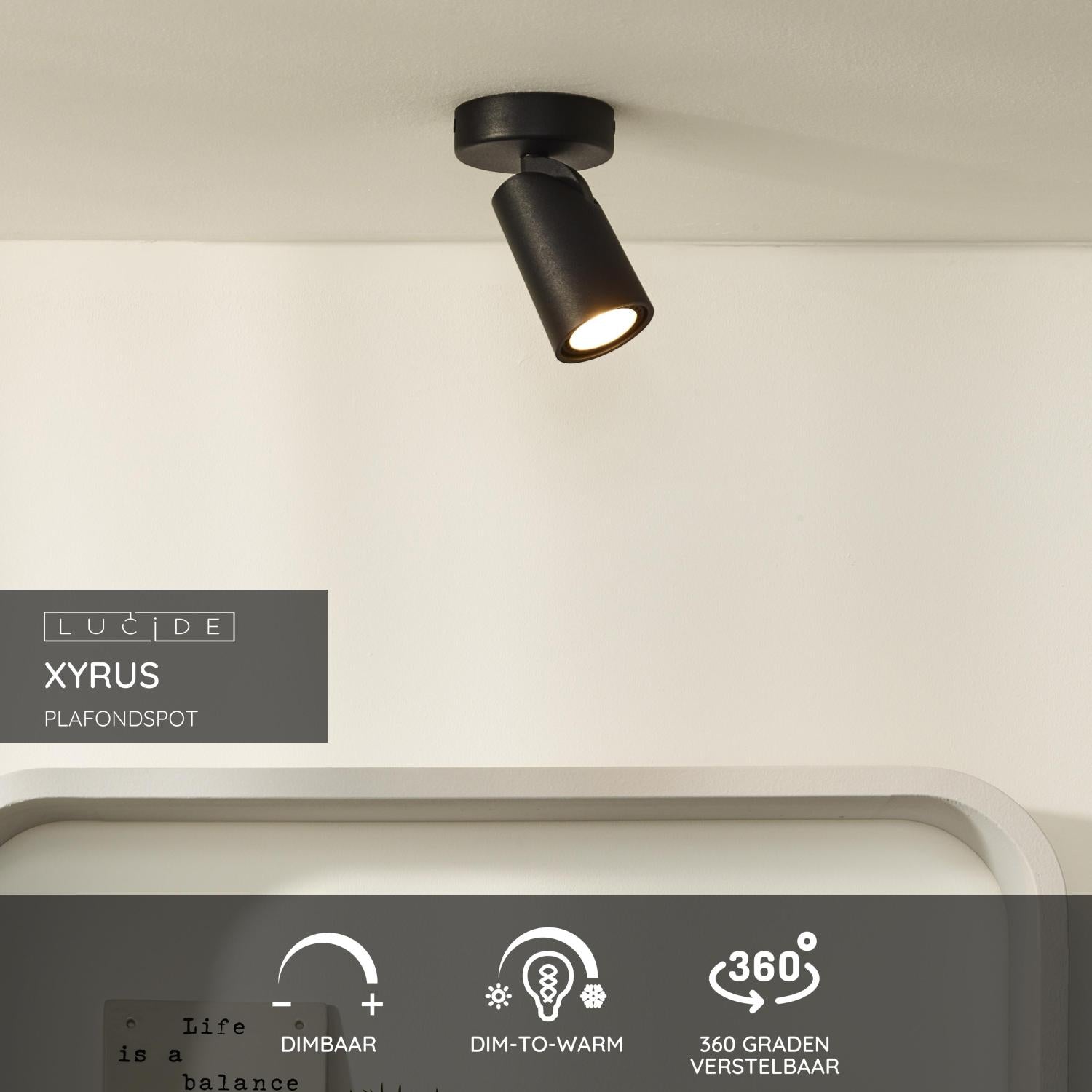 Lucide XYRUS Plafondspot - Zwart