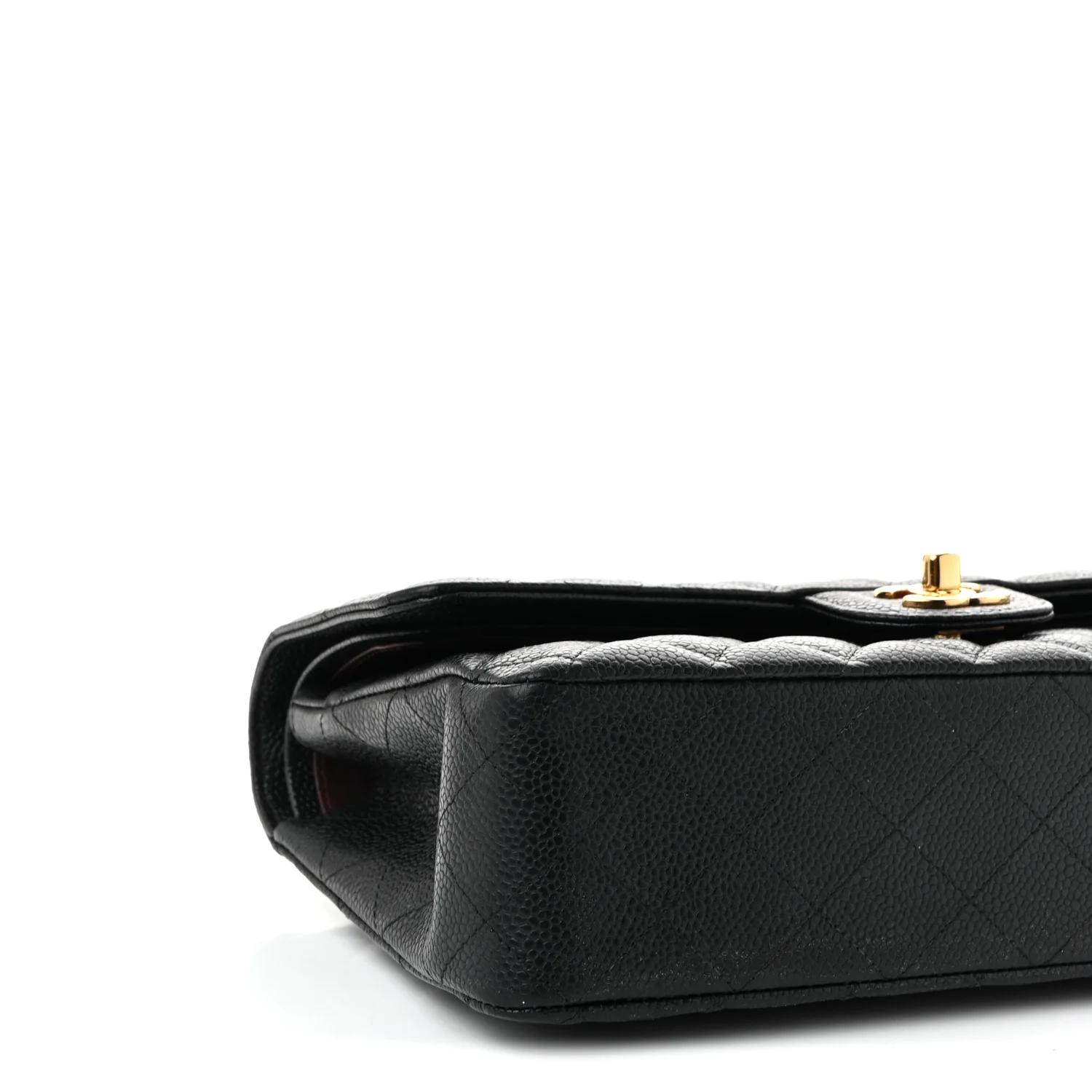 Caviar Quilted Medium Double Flap Black