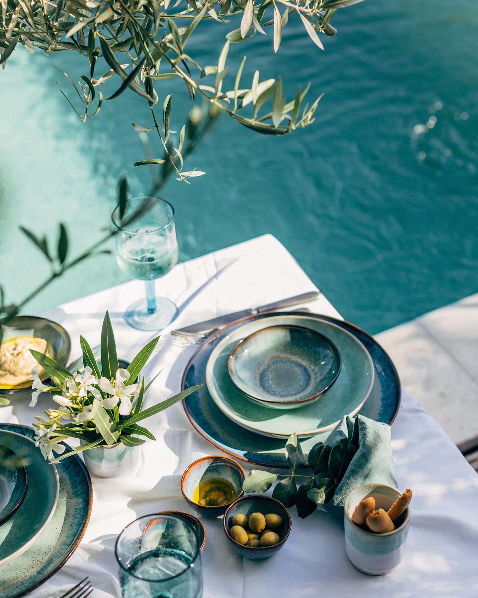 TABLEWARE SET CLASSIC OCEAN VIBES GREEN-BLUE MINT 16 PIECES