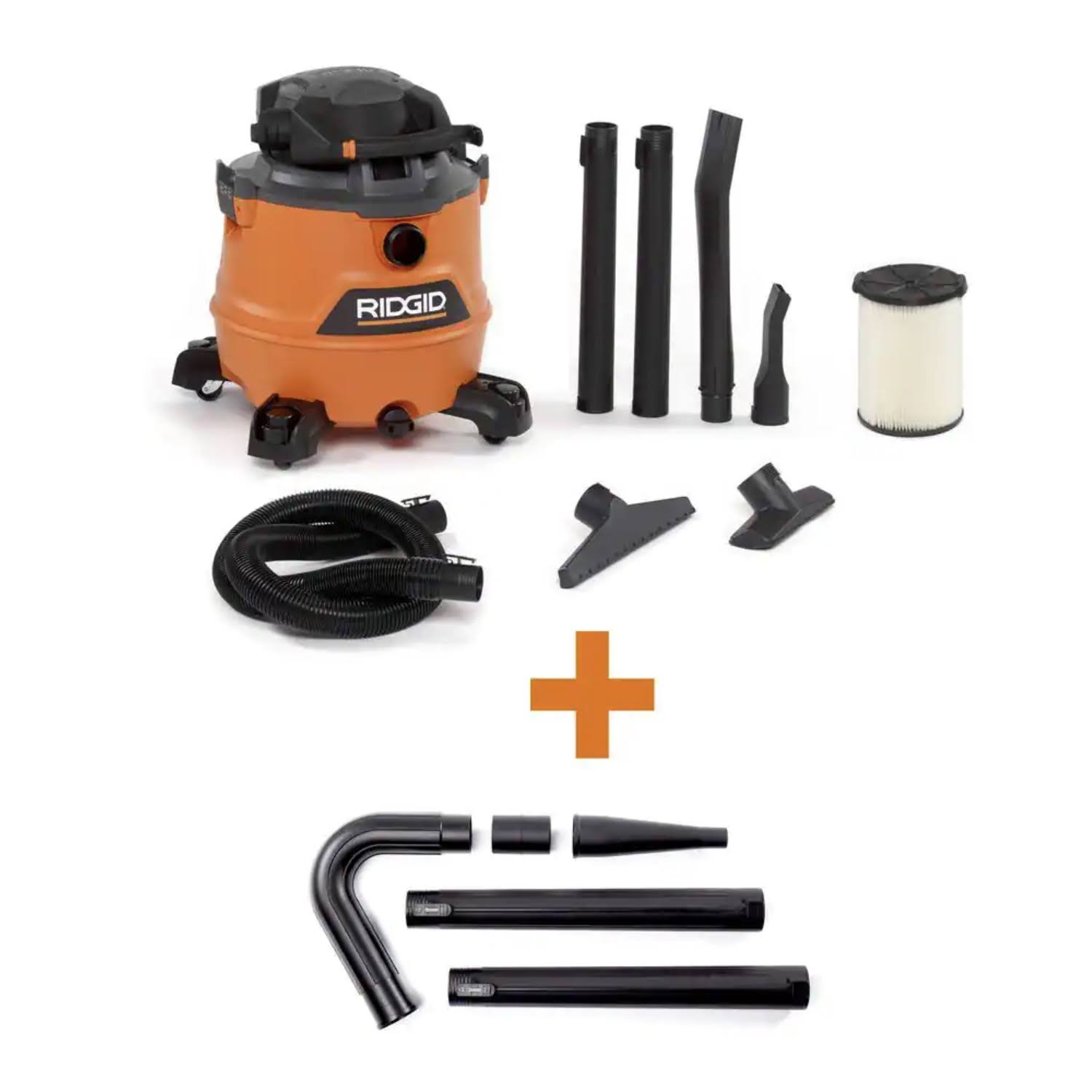 Ridgid 16 Gallon 6.5 Peak HP NXT Wet/Dry Shop Vacuum with Detachable Blower, Filter, Hose, Accessories and Gutter Cleaning Kit