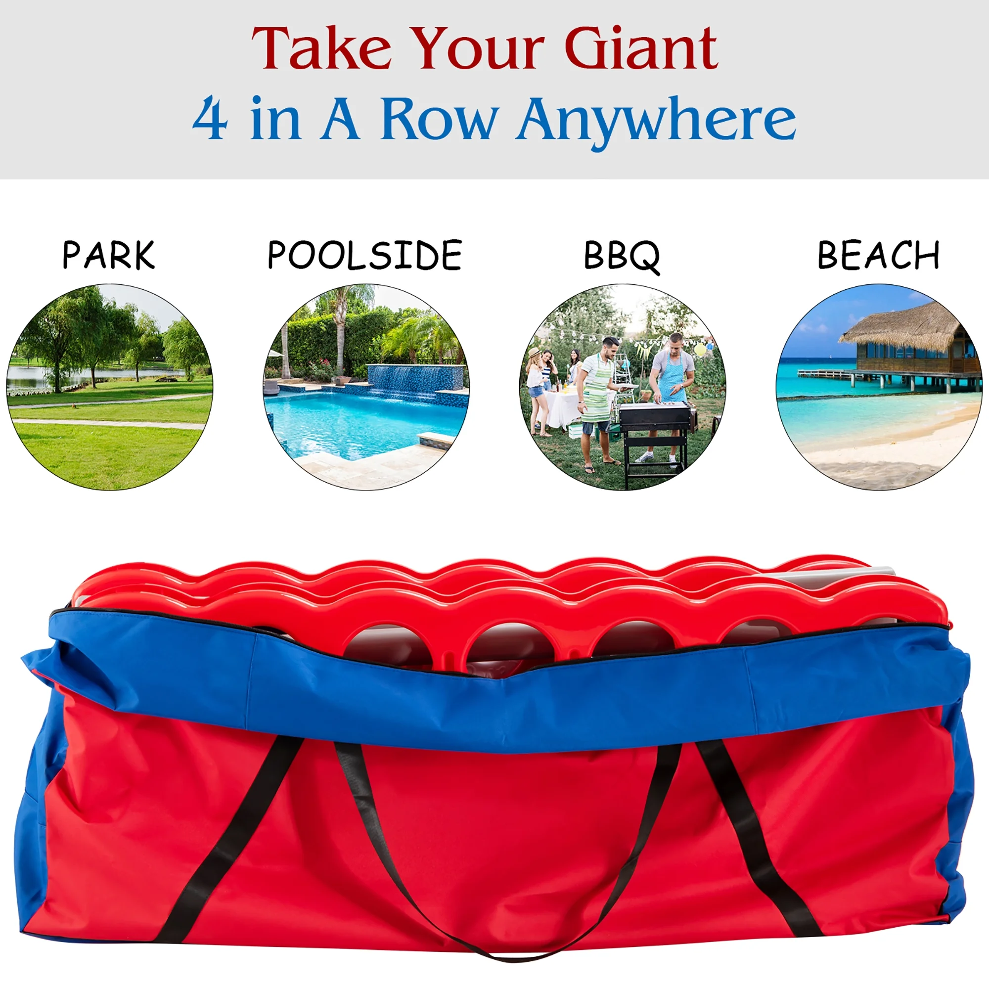 Giant 4 in A Row Jumbo 4-to-Score Game Set W/Storage Carrying Bag for Kids Adult(Red/Green) - Image 10
