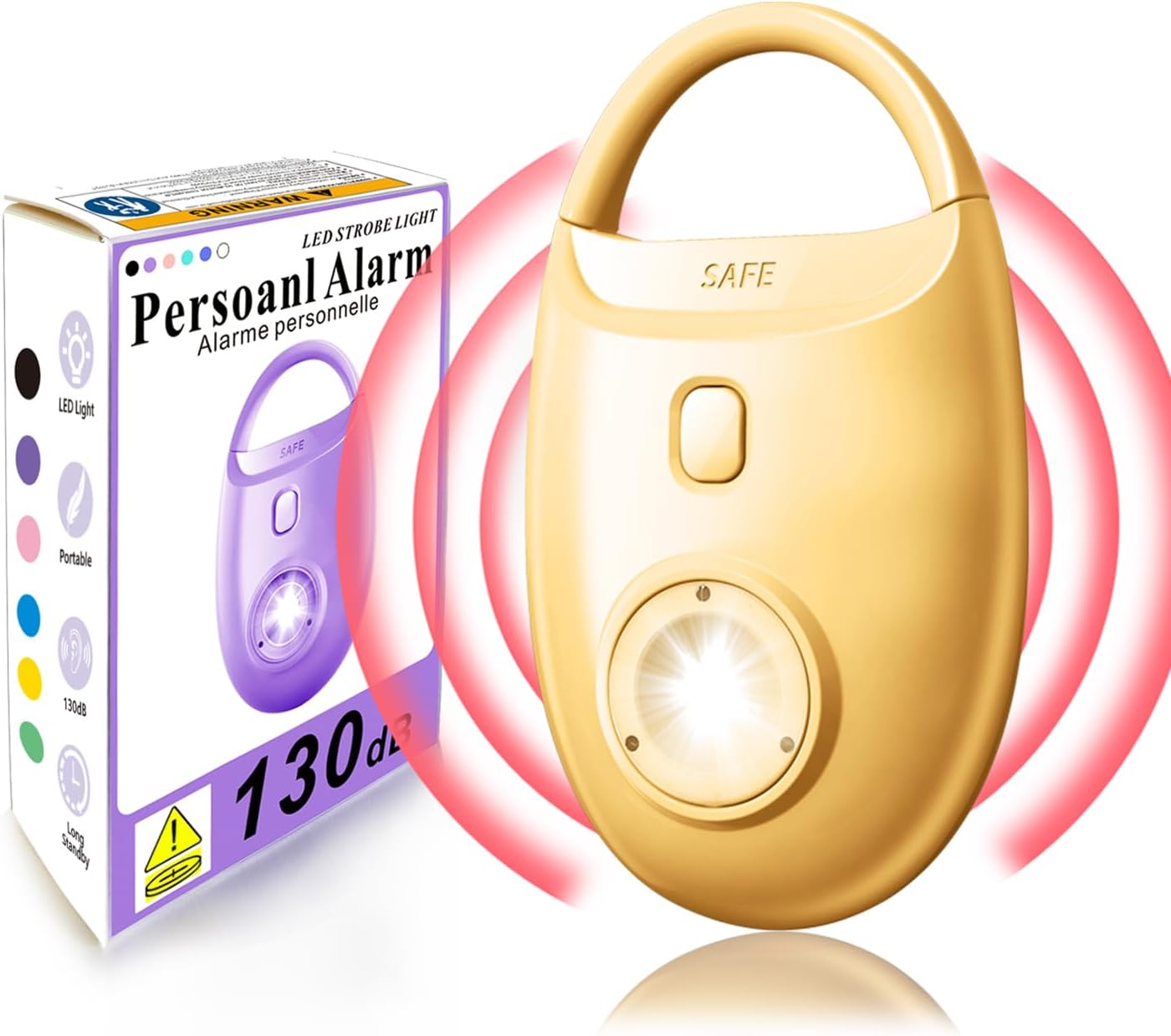 Personal Safety Alarm for Women – 130dB Loud Emergency Siren, Self Defense Keychain with LED Strobe Light, Safe Sound for Children, Girls, Students
