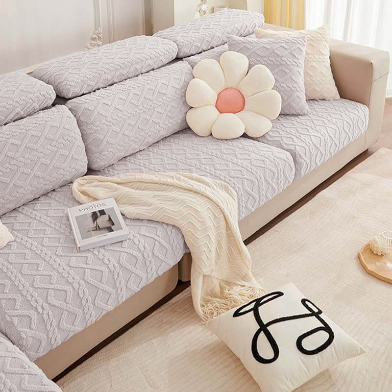 Full Wrap Soft Fleece Stretch Sectional Couch Cover