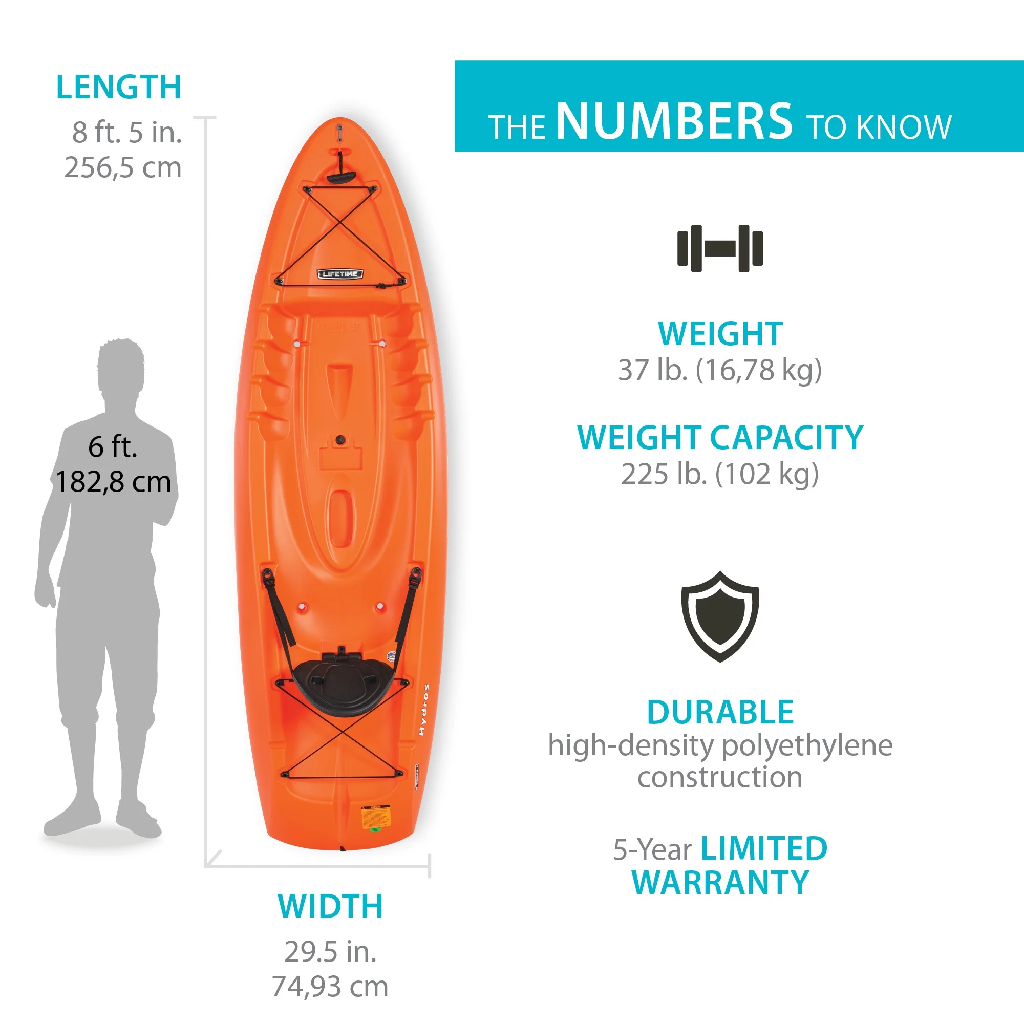 Hydros 101 inch Sit-on-Top Kayak, Orange (90595)(Orange) - Image 2