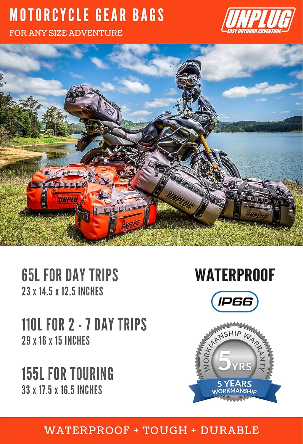 Ultimate Adventure Bag -1680D Heavy Duty Waterproof Travel Duffel Bags for Camping, Motorcycle Dry Bag, Waterproof Bags for Boating,…