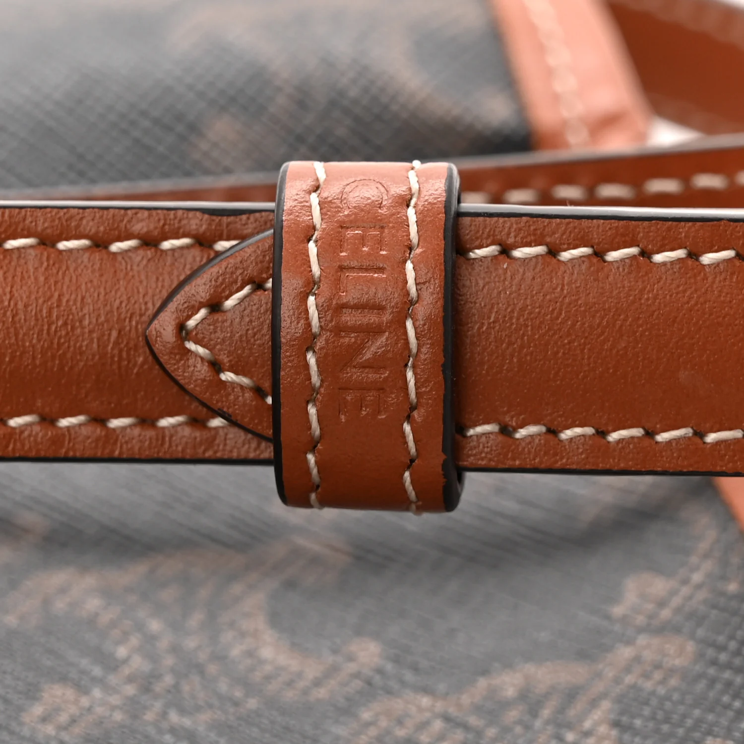 Canvas Calfskin Triomphe Mini Besace Tan