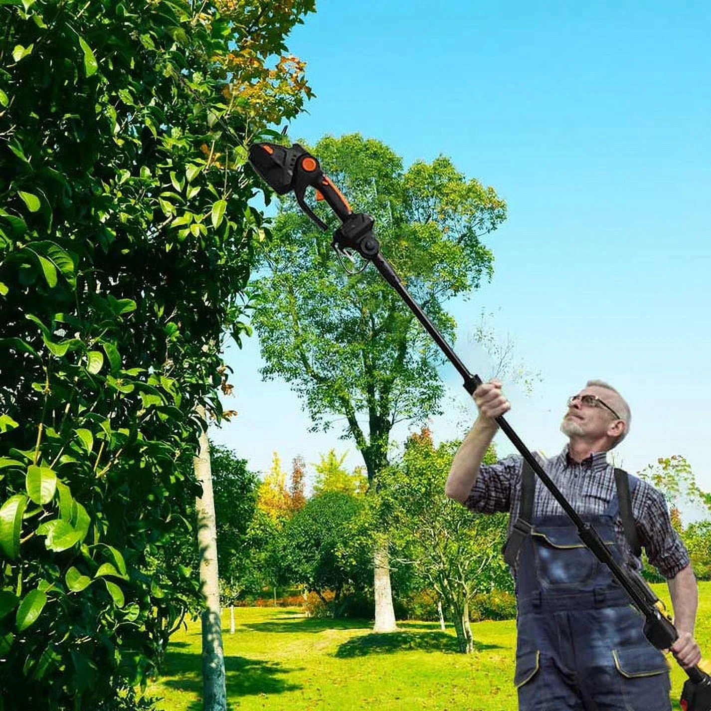 4 in 1 Hedge Trimmer with Extension Pole for Shrub, Garden, Grass and Lawn(21V Battery and Charger Include)