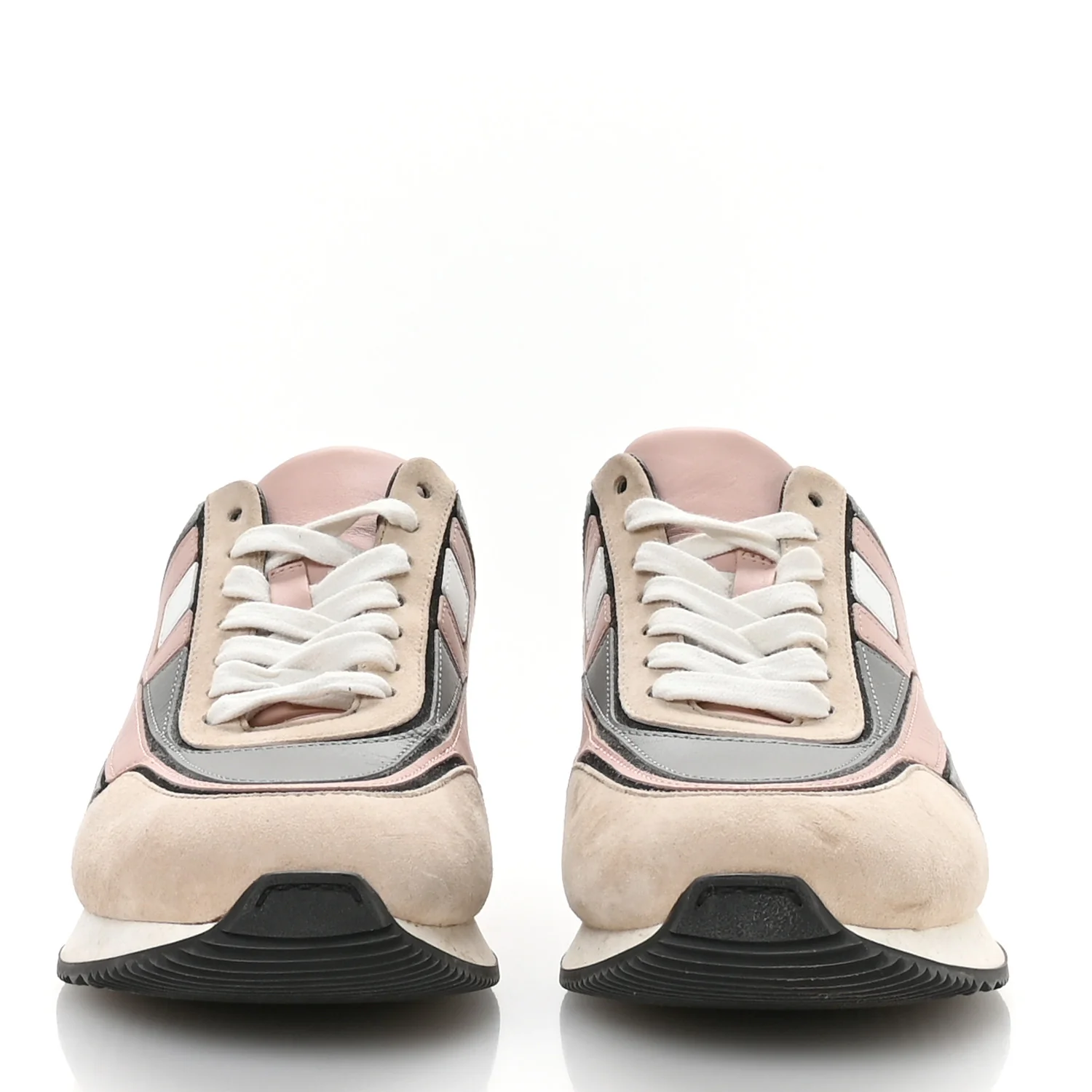Calfskin Suede Goatskin Womens Chris Sneakers 39.5 Gris D'Hiver