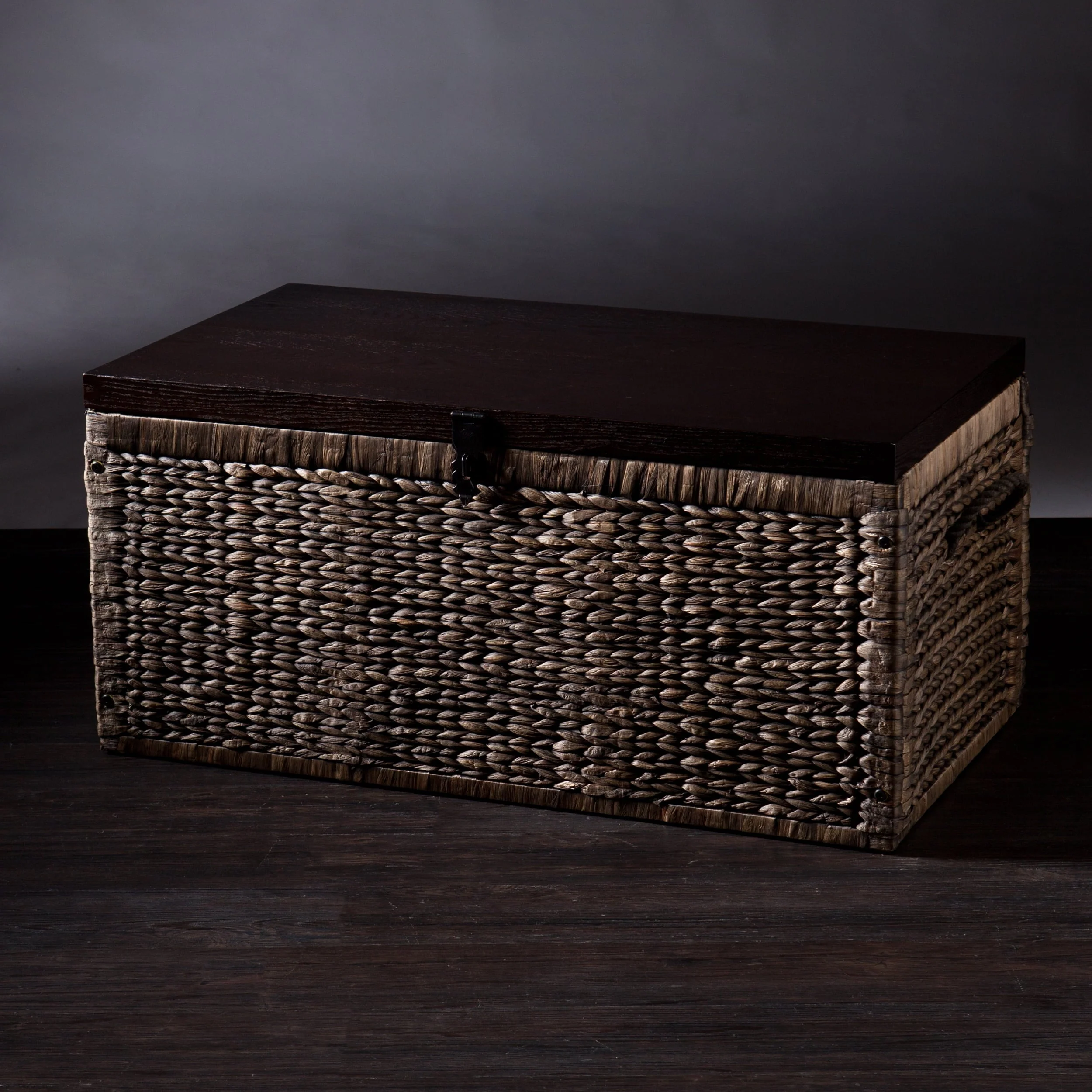 Water Hyacinth Storage Trunk, Blackwashed with Espresso - Image 9