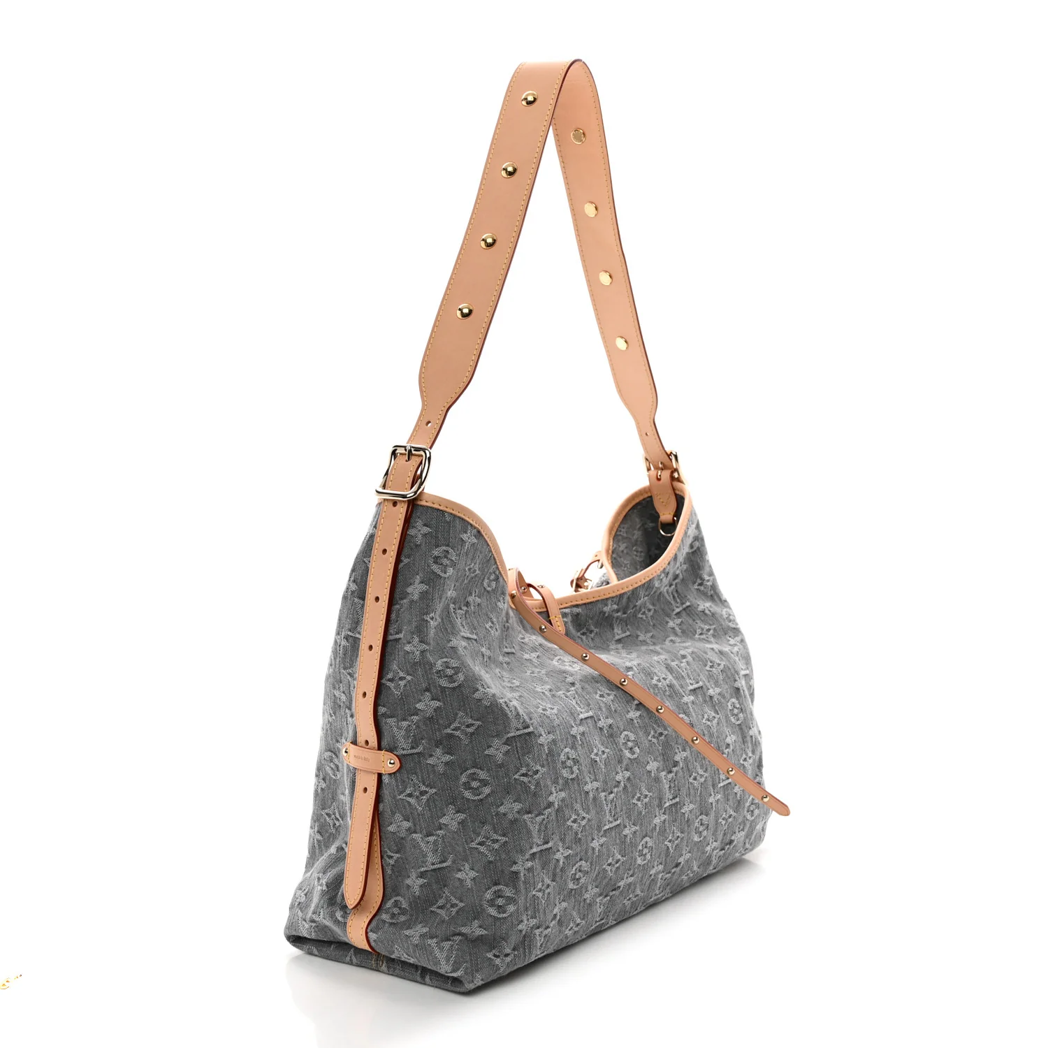 Monogram Denim CarryAll MM Washed Grey
