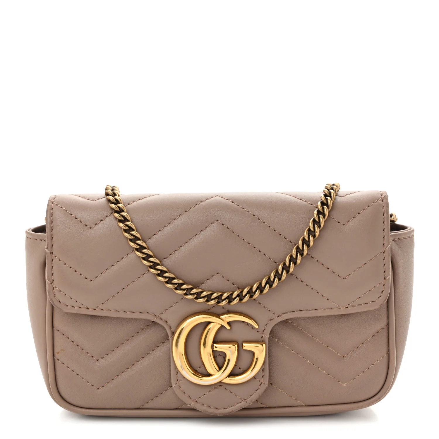 Calfskin Matelasse Super Mini GG Marmont Shoulder Bag Porcelain Rose