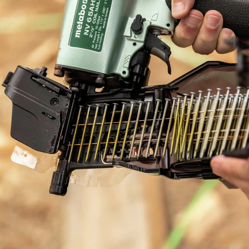 Metabo HPT Coil Siding Nailer, 1-1/2 inch to 2-1/2 inch Siding Nails, Side load, Tilt Bottom Magazine (NV65AH2)