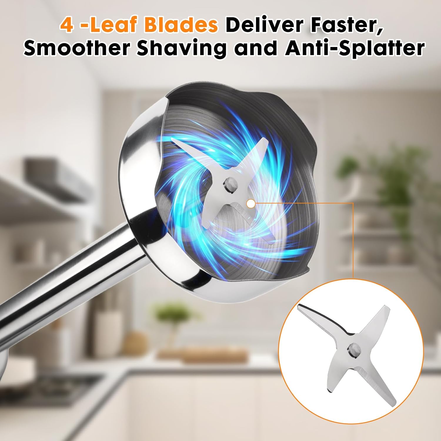 Immersion Blender Handheld 8 in 1 Hand Held Blenders Mixer Stainless Steel Electric Stick Beaker Chopper Milk Frother Grinder