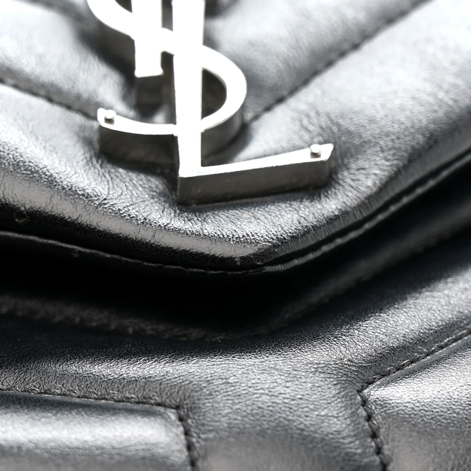 Calfskin Y Quilted Monogram Medium Loulou Chain Satchel Black