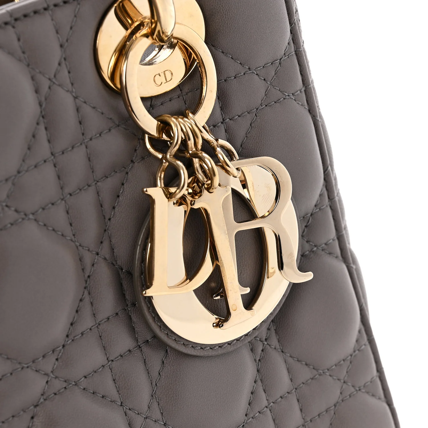 Lambskin Cannage Small Lady Dior Grey