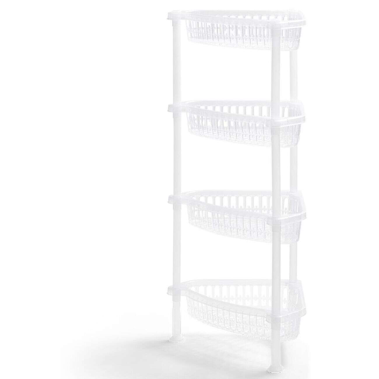 Desserte d'angle 4 niveaux plastique transparent 38x33xH82cm