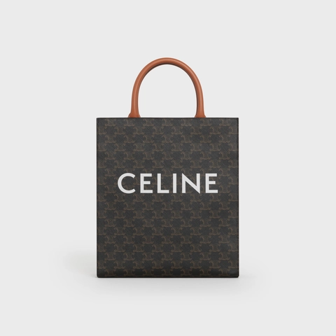 Small Cabas vertical in Triomphe Canvas and calfskin - Tan - TRIOMPHE CANVAS - 2 | CE Small Cabas vertical in Triomphe Canvas and calfskin - Tan - TRIOMPHE CANVAS - 3 | CE Small Cabas vertical in Triomphe Canvas and calfskin - Tan - TRIOMPHE