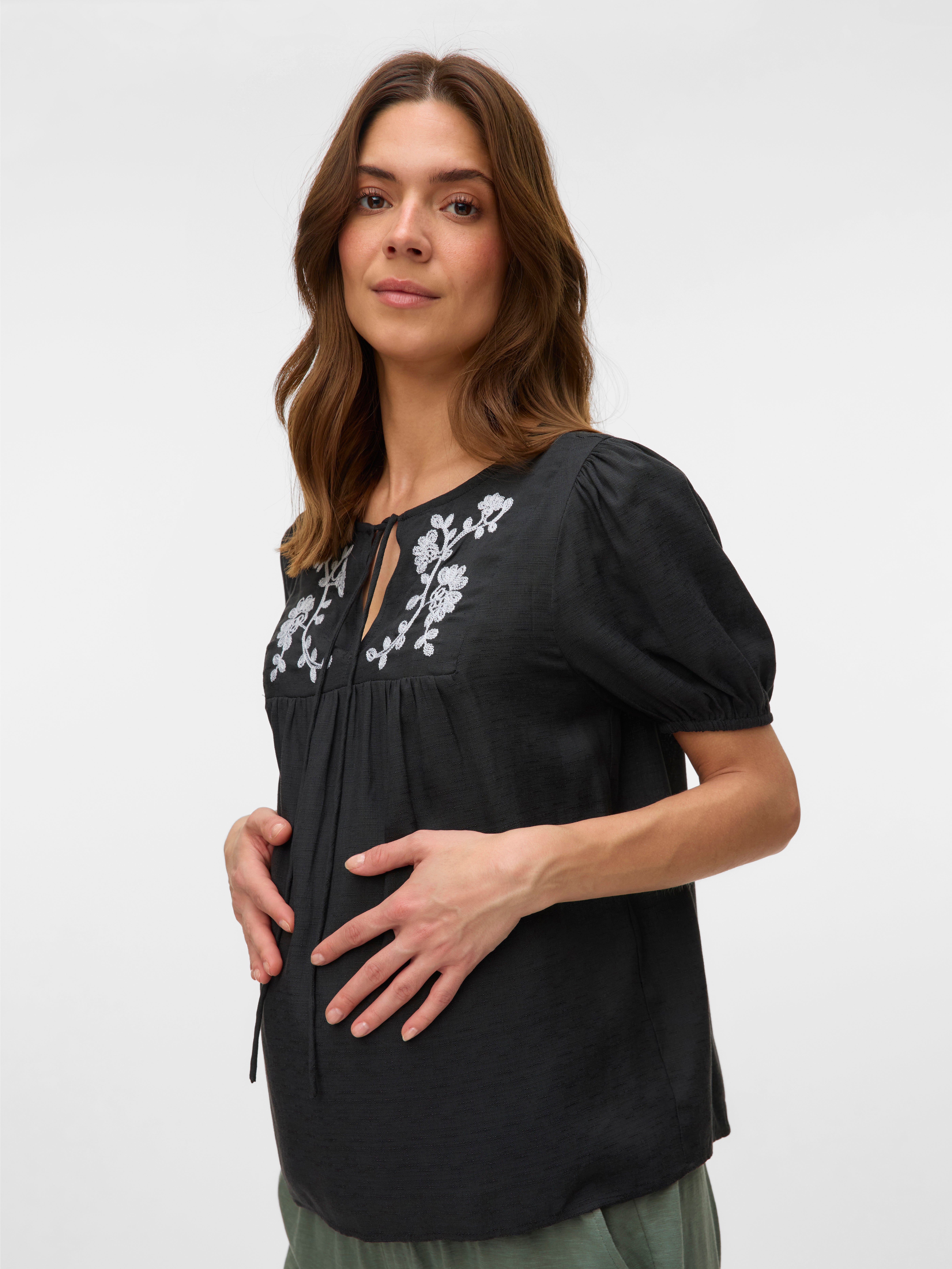 VERO MODA® Regular Fit Round Neck Elasticated cuffs Balloon sleeves Top