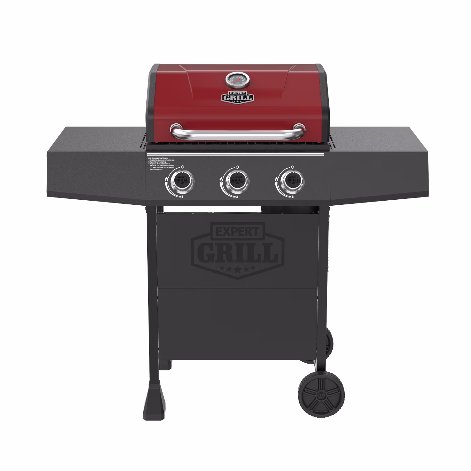 3 Burner Propane Gas Grill in Red(Red)