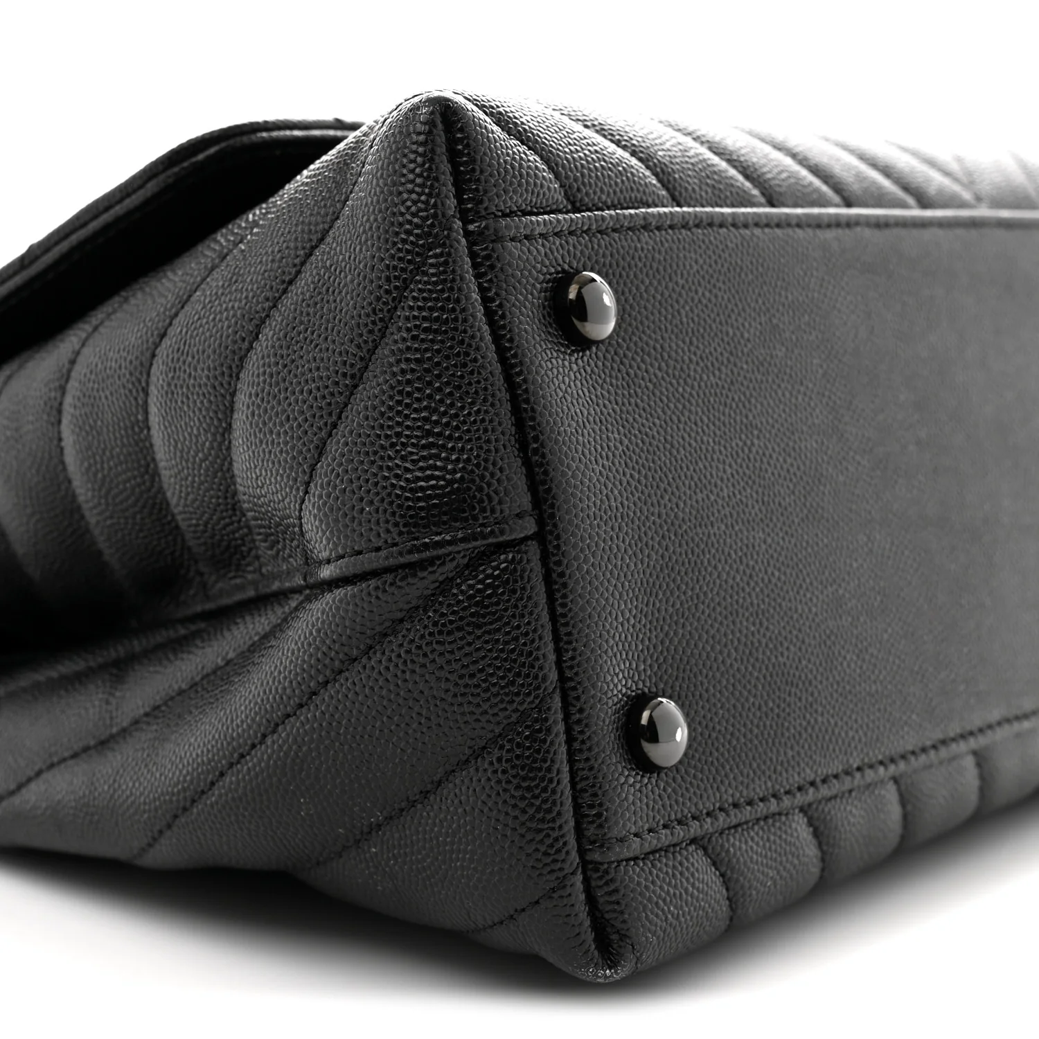 Caviar Chevron Quilted Small Coco Handle Flap So Black