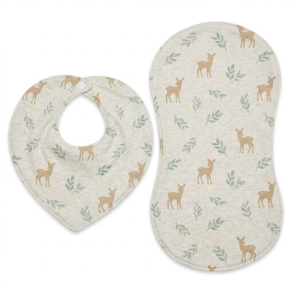 Print Baby Bib Set Soft Cotton Interlock Reversible Absorbent Infant Burp Cloth Saliva Towel Feeding Bib