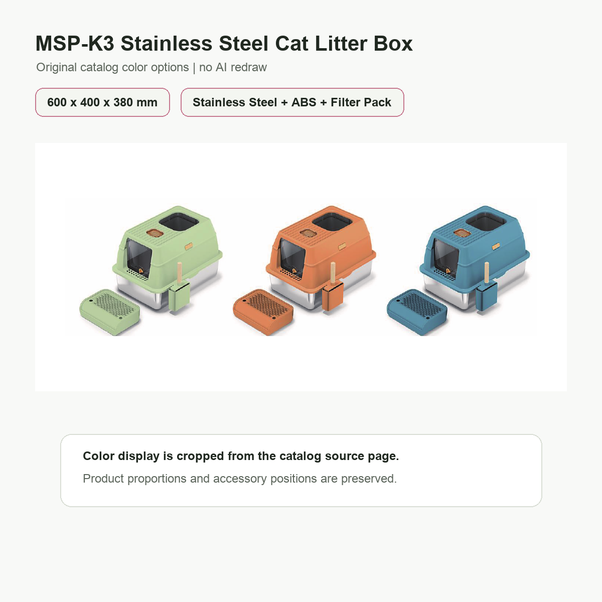 Extra Large Stainless Steel Cat Litter Box with Charcoal Pack, Top Entry and Enclosed Metal Base for Indoor Cats