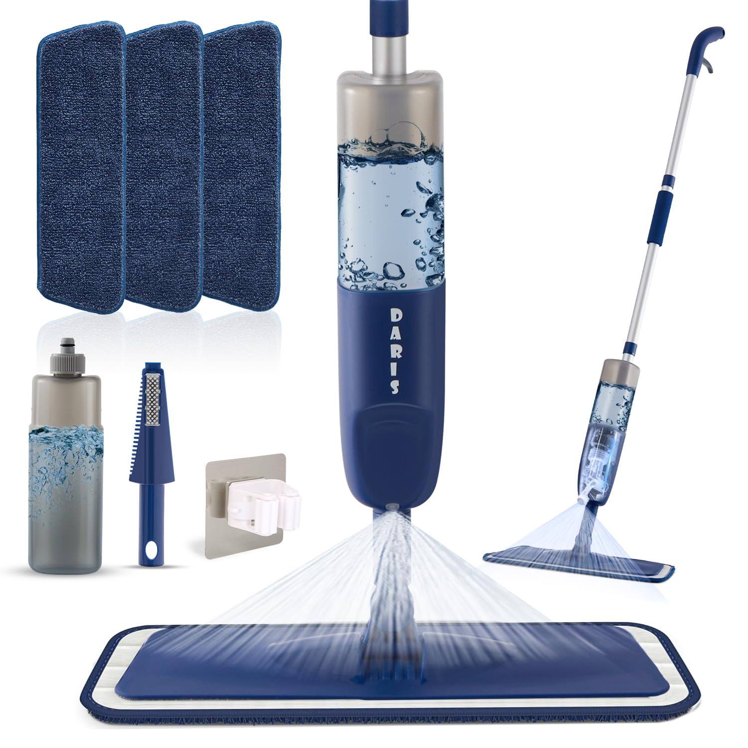 SDARISB Mcrofiber Spray Mop for Floor Cleaning Wet Dry 360 Degree Spin Dust Home Kitchen Hardwood Floor Flat Mops with 500MLRefillable Bottle Include