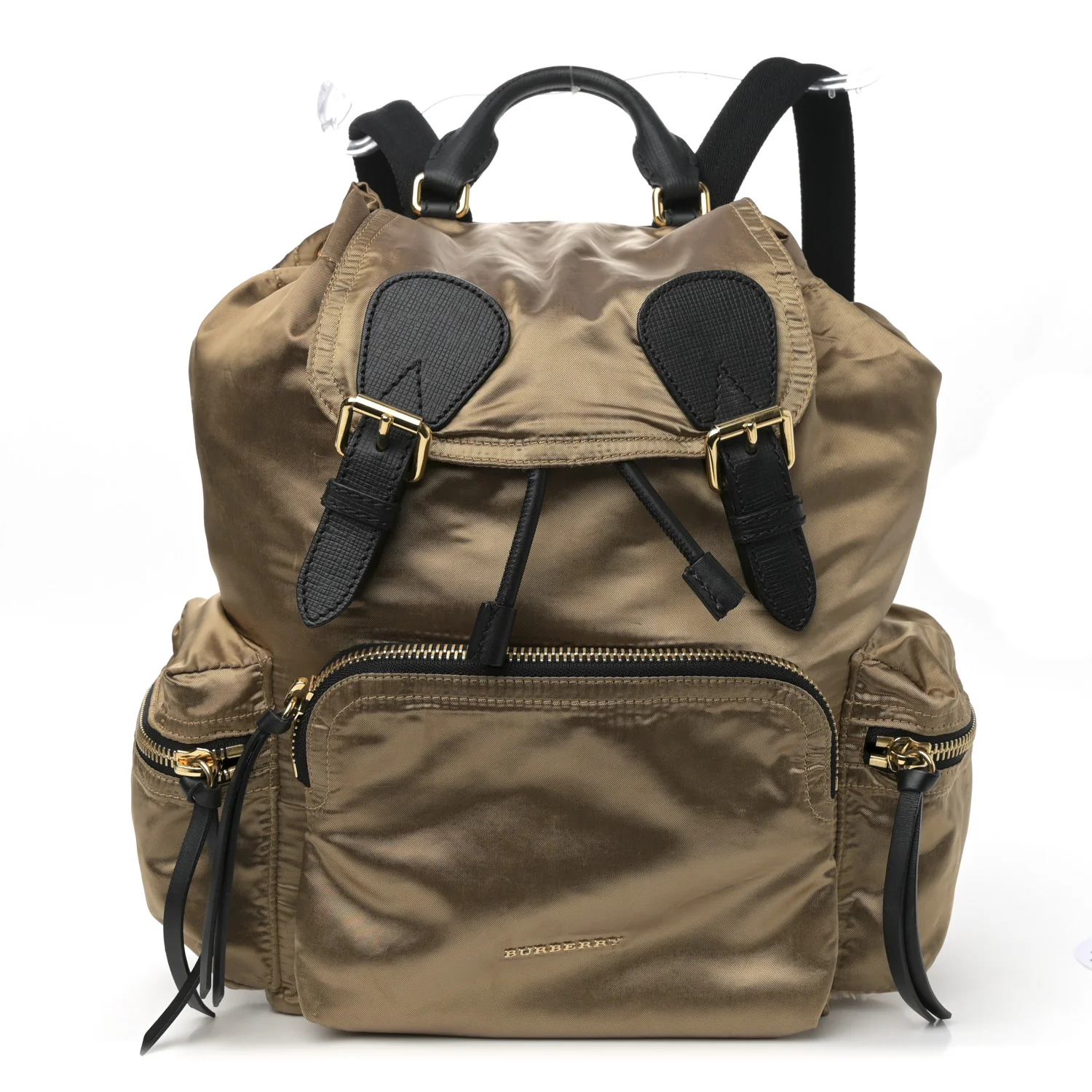 Metallic Satin Nylon Medium Rucksack Backpack Gold