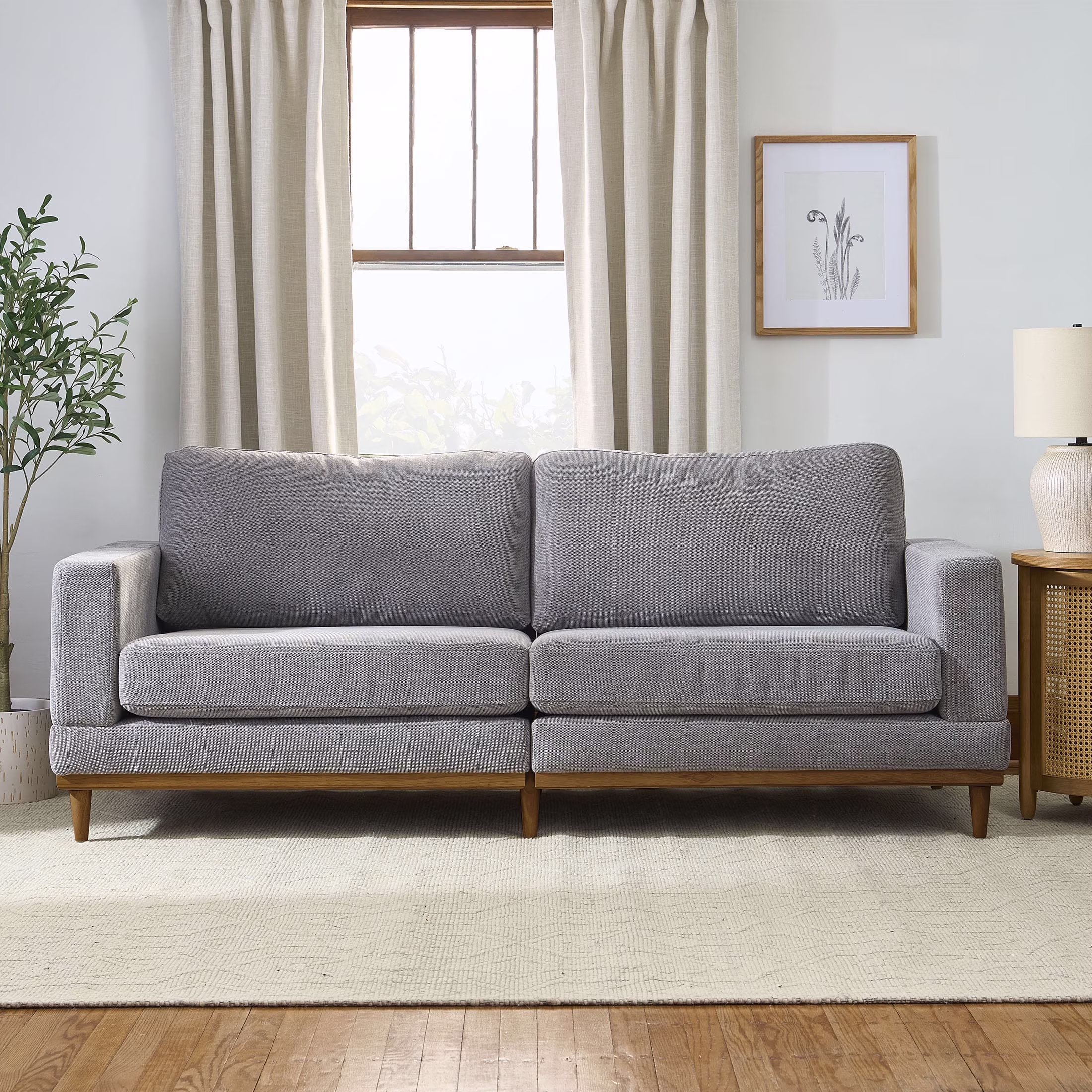 Better Homes & Gardens Springwood Wood Frame 83.46 Couch, Beige Velvet