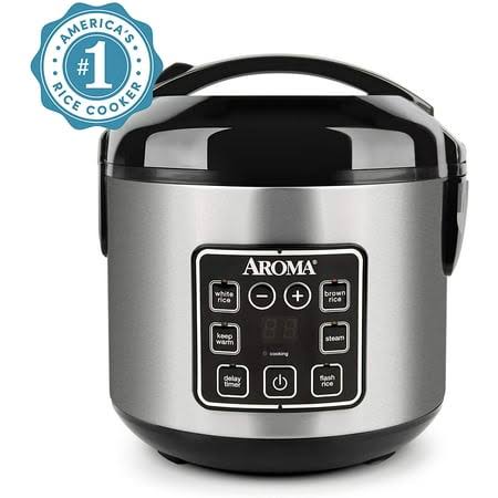 Aroma 8-Cup (Cooked) Rice & Grain Cooker, Steamer, New Bonded Granited Coating