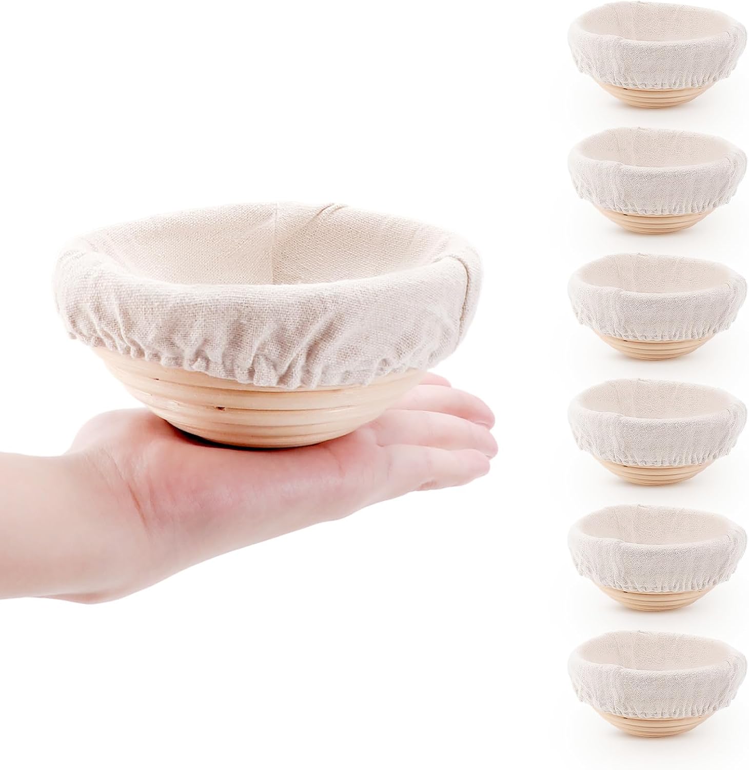 DOYOLLA Bread Proofing Baskets Set of 2 8.5 inch Round Dough Proofing Bowls and Liners Perfect Home Sourdough Bread Baking Supplies