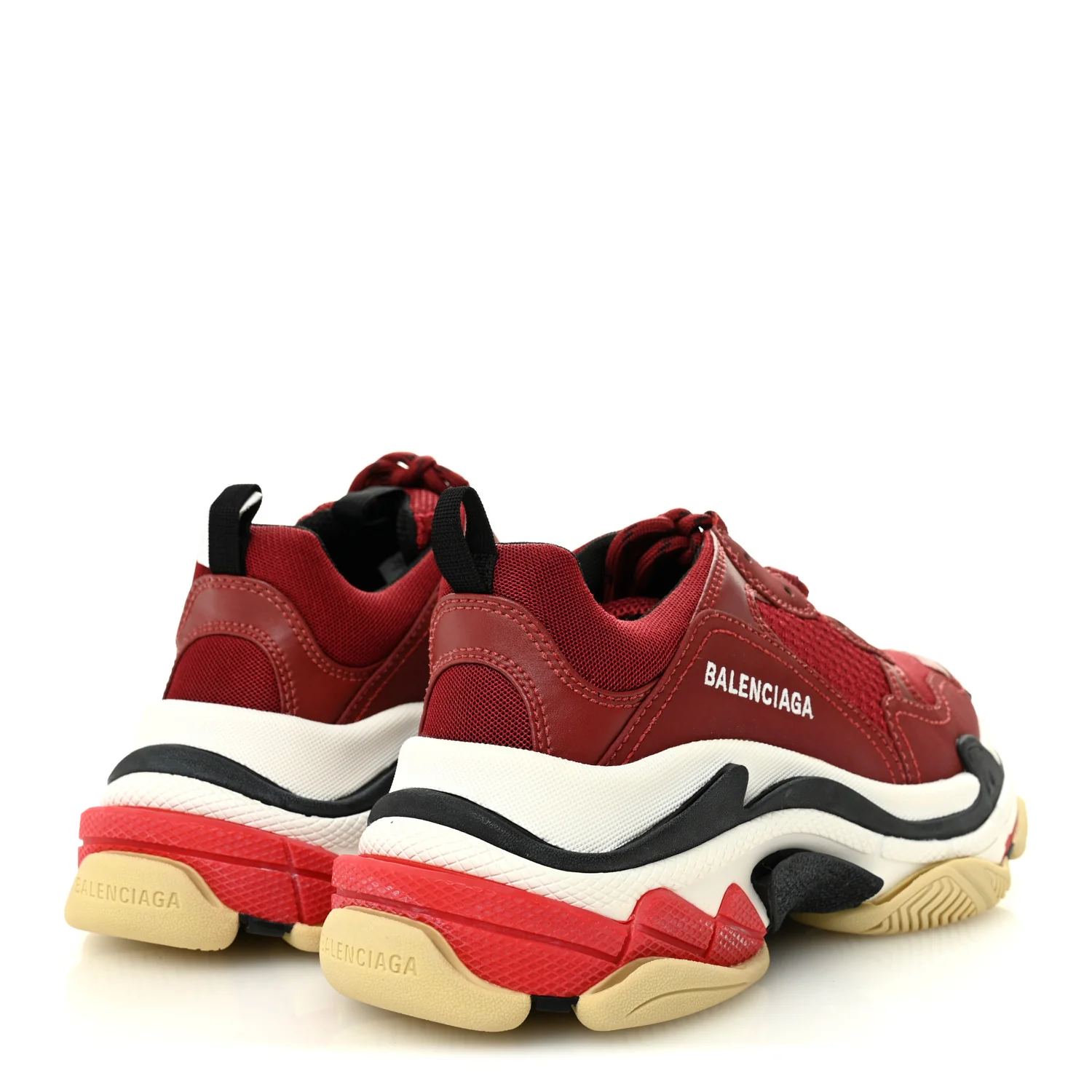 Fabric Mesh Washed Effect Womens Triple S Sneakers 39 Bordeaux Tricolor