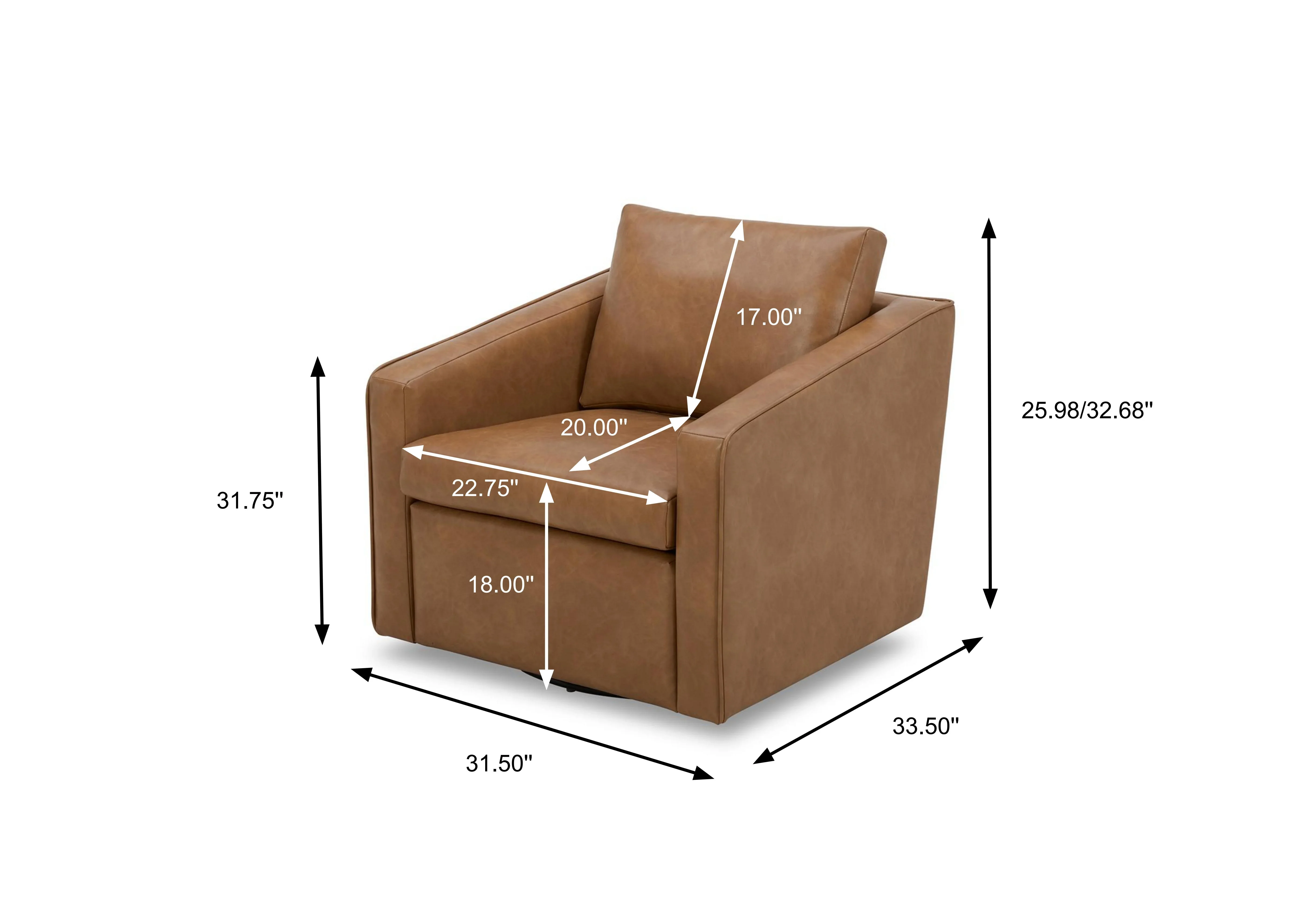 Better Homes & Gardens Steele Swivel Accent Chair, Camel Faux Leather