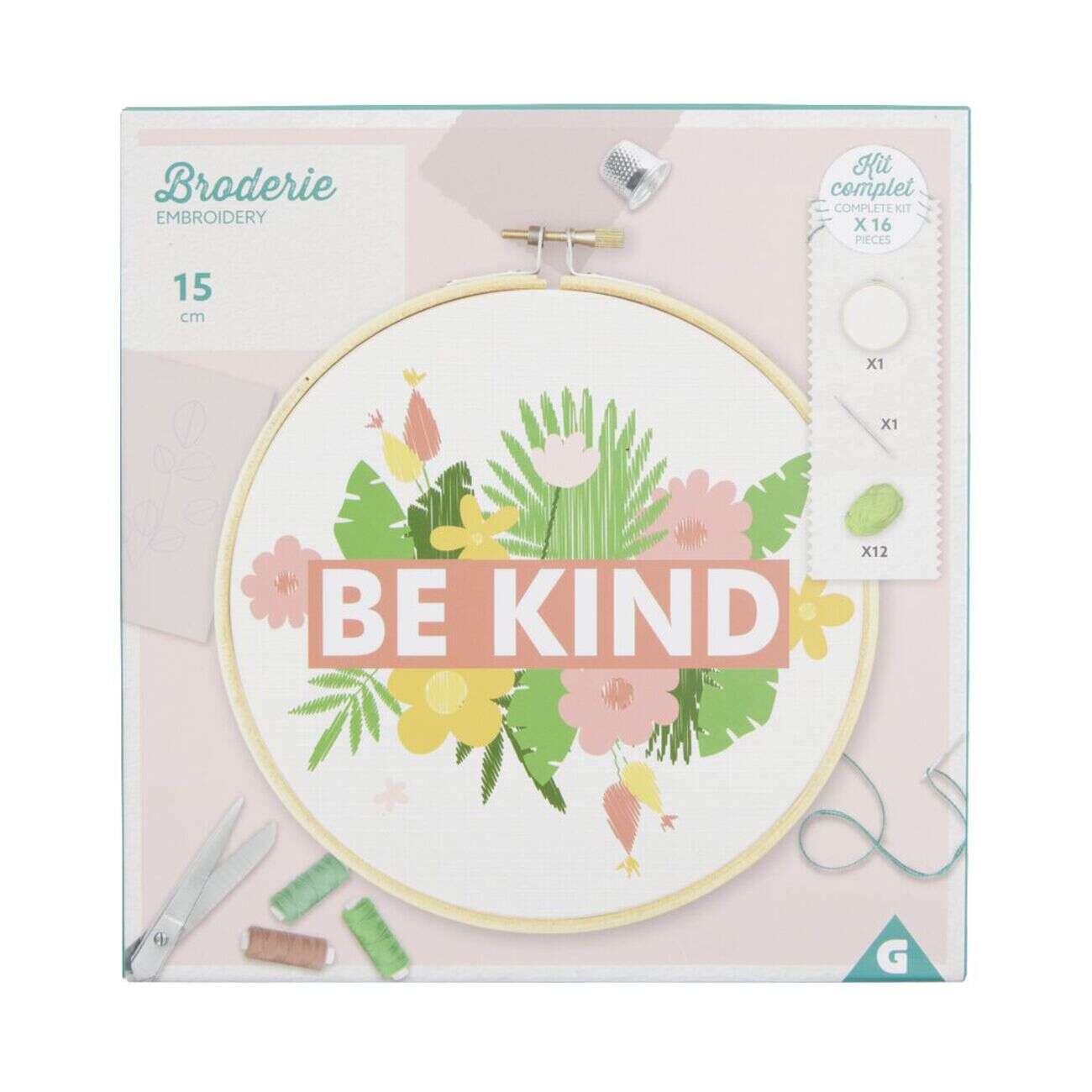 Kit de broderie au fil de coton avec support bois - 3 modèles