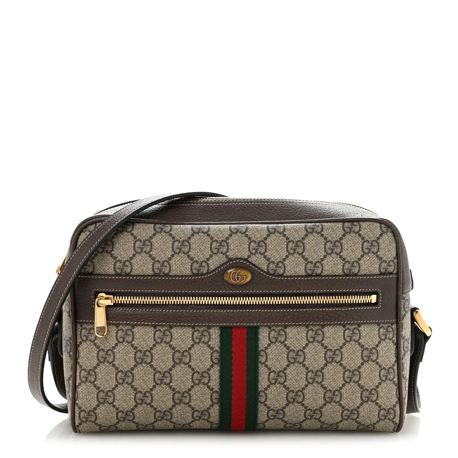 GG Supreme Monogram Web Small Ophidia Shoulder Bag Brown